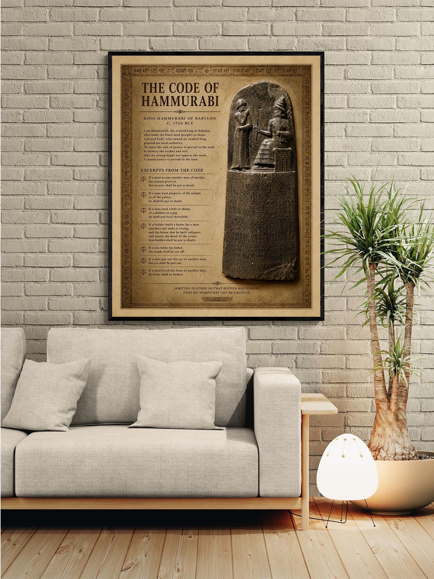 Code of Hammurabi Wall Art Print | Ancient Mesopotamia | Babylonian Law | Social Studies Classroom | History Teacher | Home Decor Artwork