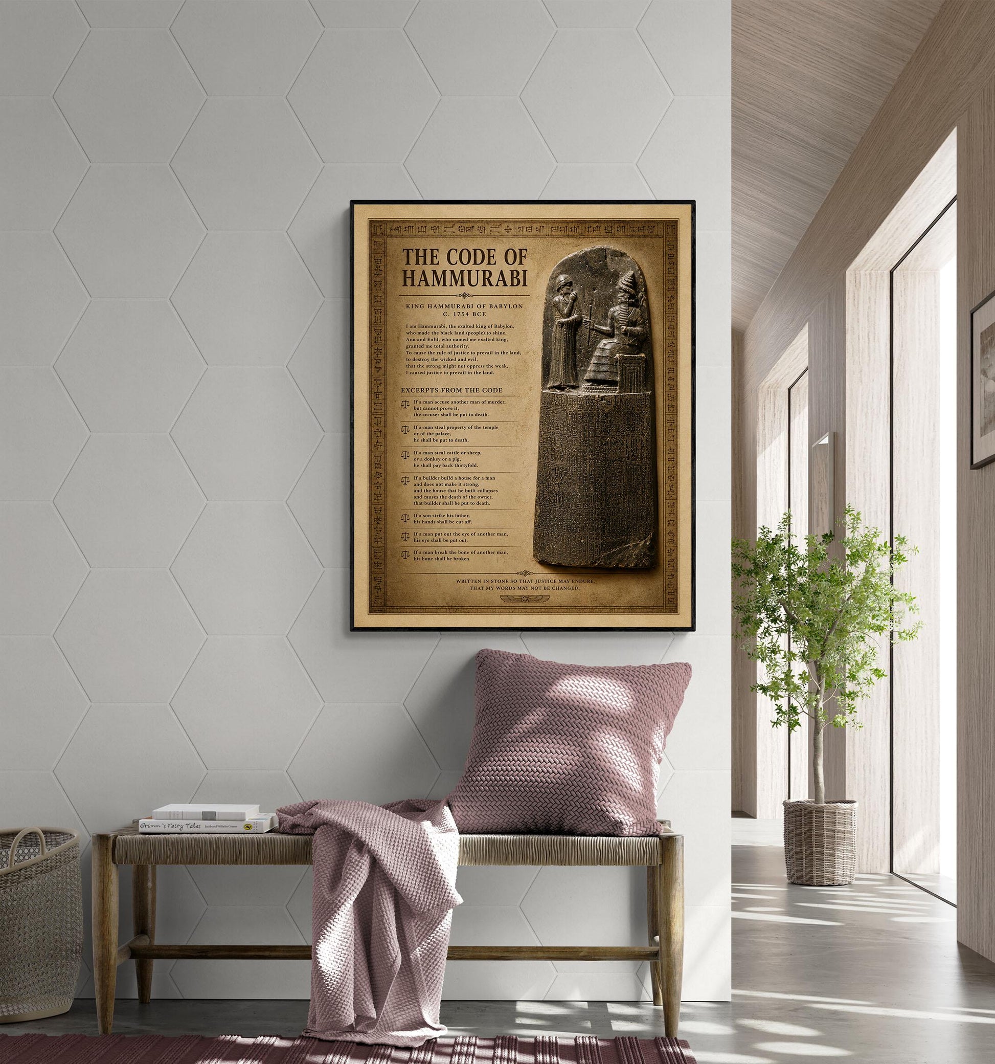 Code of Hammurabi Wall Art Print | Ancient Mesopotamia | Babylonian Law | Social Studies Classroom | History Teacher | Home Decor Artwork