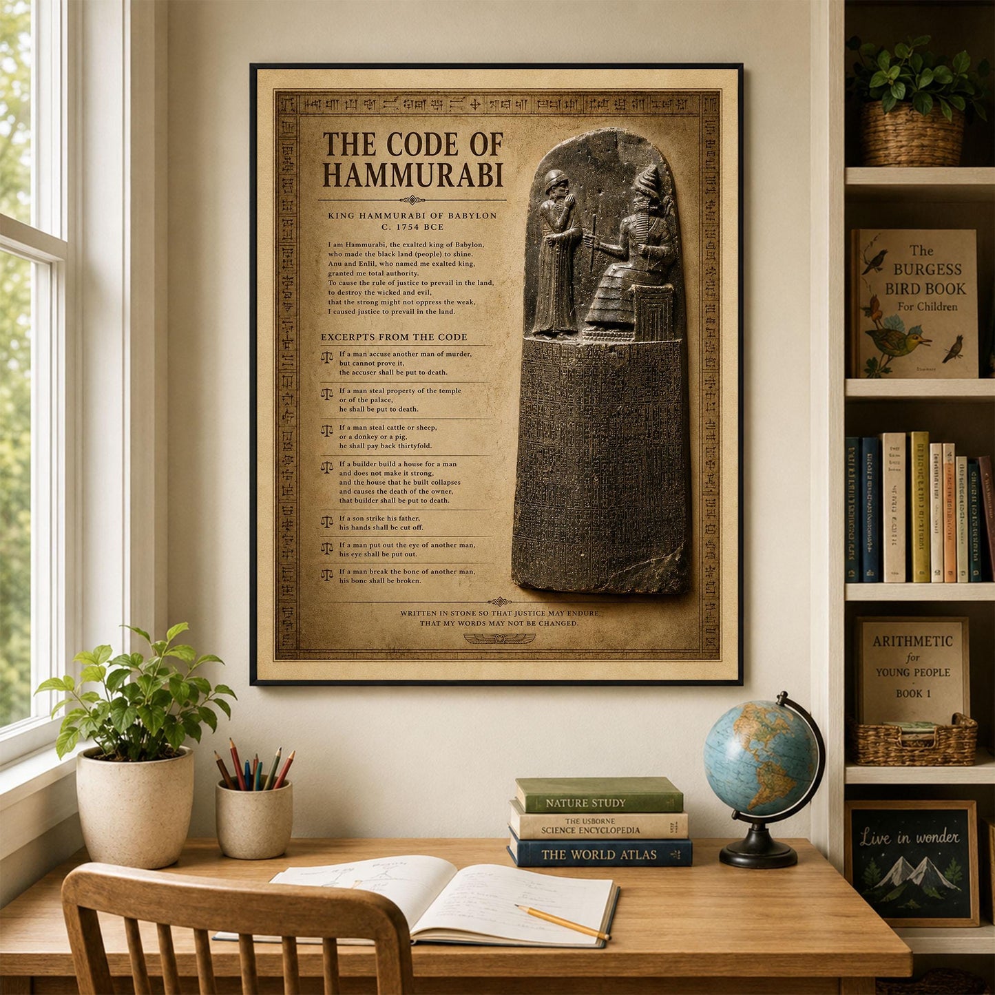 Code of Hammurabi Wall Art Print | Ancient Mesopotamia | Babylonian Law | Social Studies Classroom | History Teacher | Home Decor Artwork