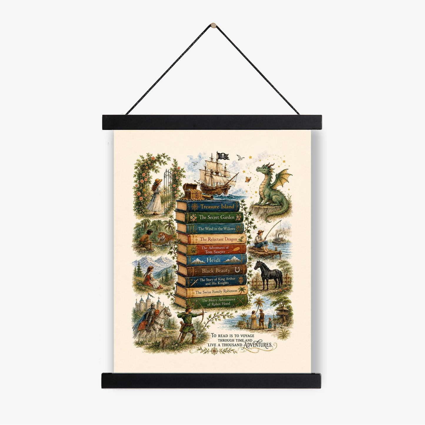 Children's Classic Books Wall Art Print | Literary Nursery Home Decor | Reading Room | Kids Literature | Literary Poster