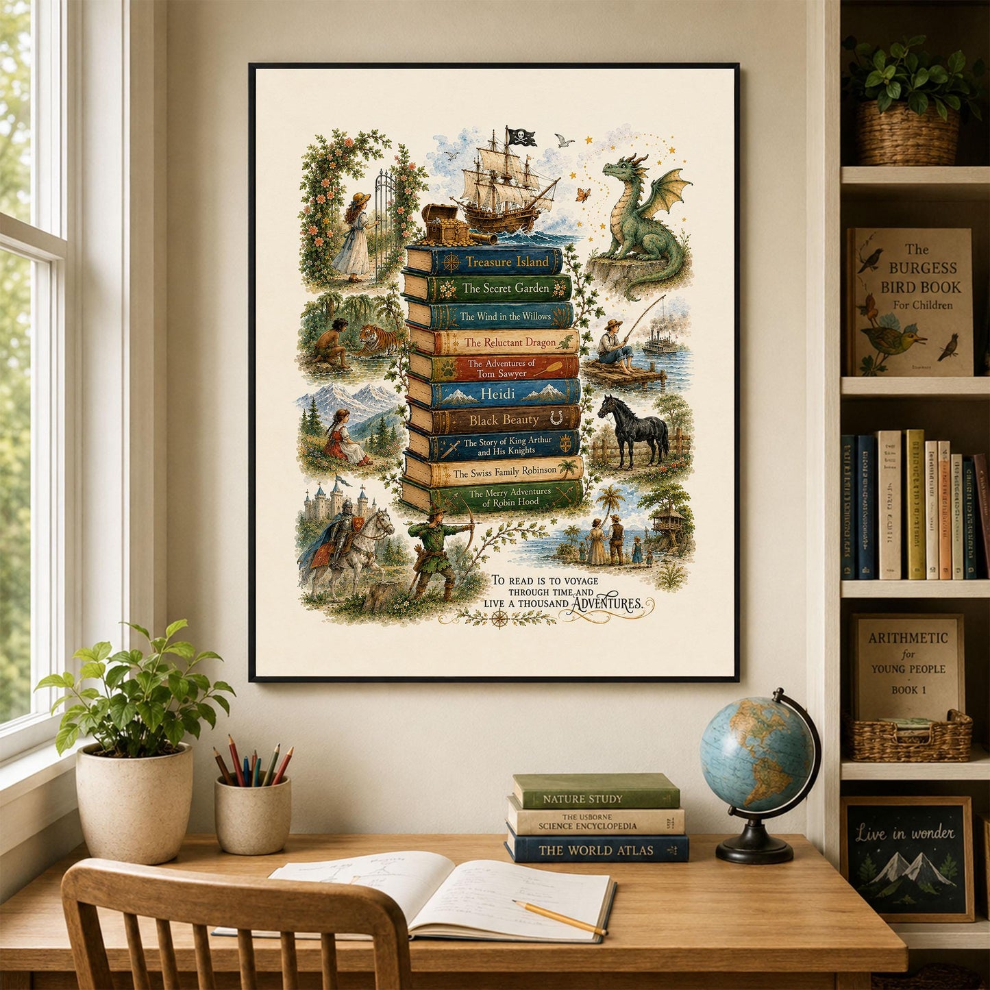 Children's Classic Books Wall Art Print | Literary Nursery Home Decor | Reading Room | Kids Literature | Literary Poster