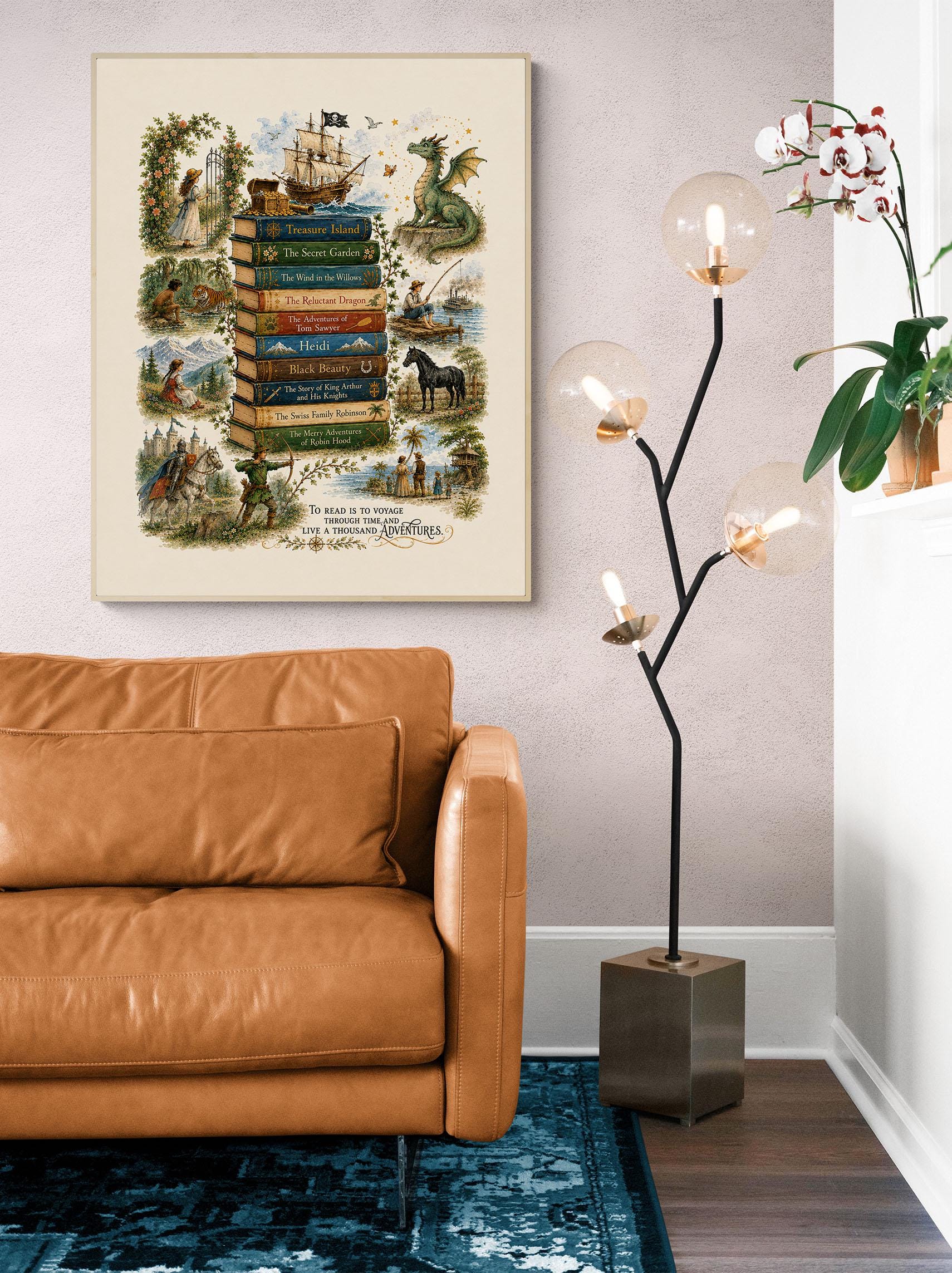 Children's Classic Books Wall Art Print | Literary Nursery Home Decor | Reading Room | Kids Literature | Literary Poster
