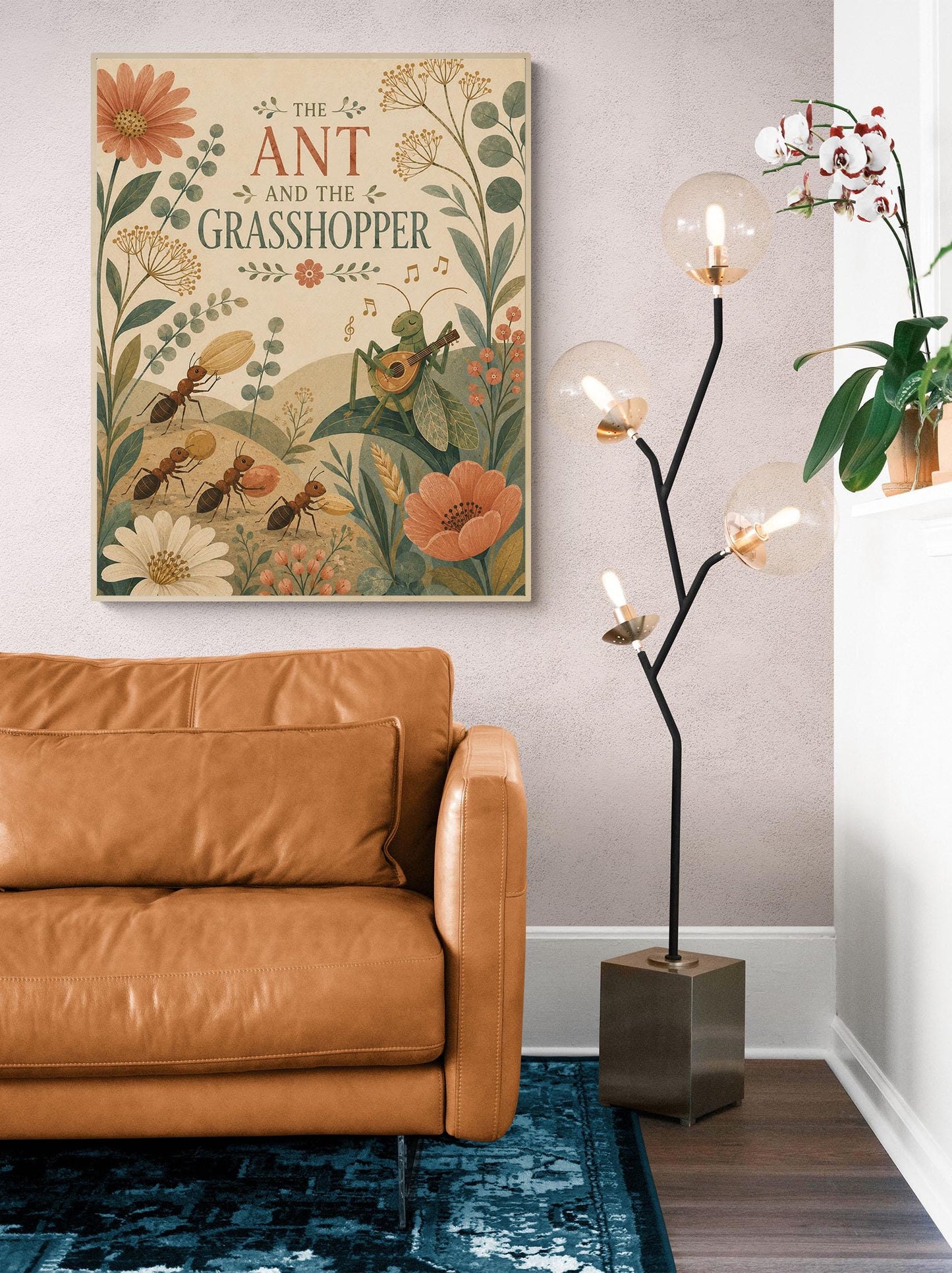 The Ant and the Grasshopper Nursery Wall Art Print | Aesop's Fable Home Decor | Reading Room | Kids Literature | Literary Poster