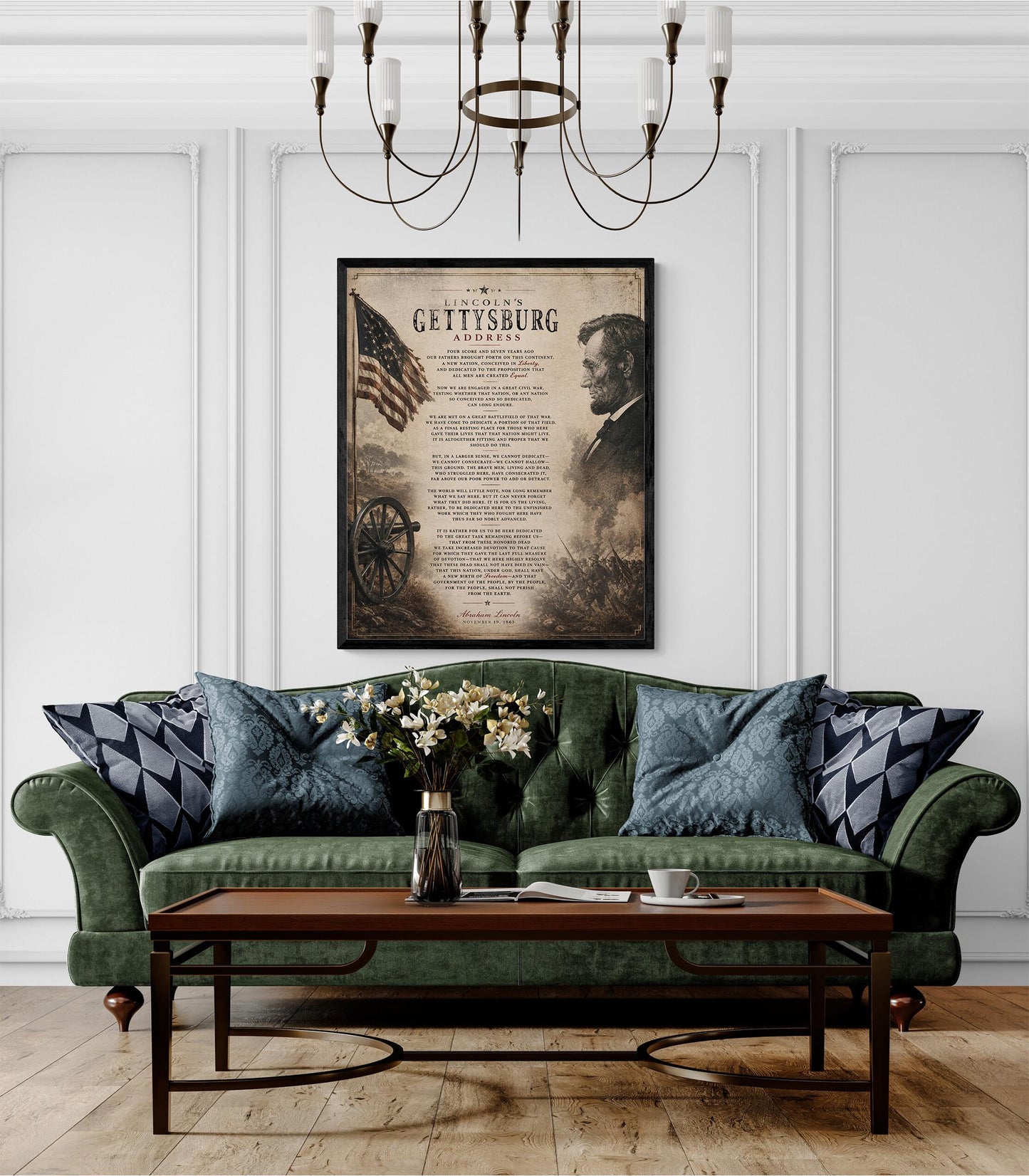 Lincoln's Gettysburg Address Wall Art Print | American Civil War | Historical Americana | Vintage Patriotic Home Decor