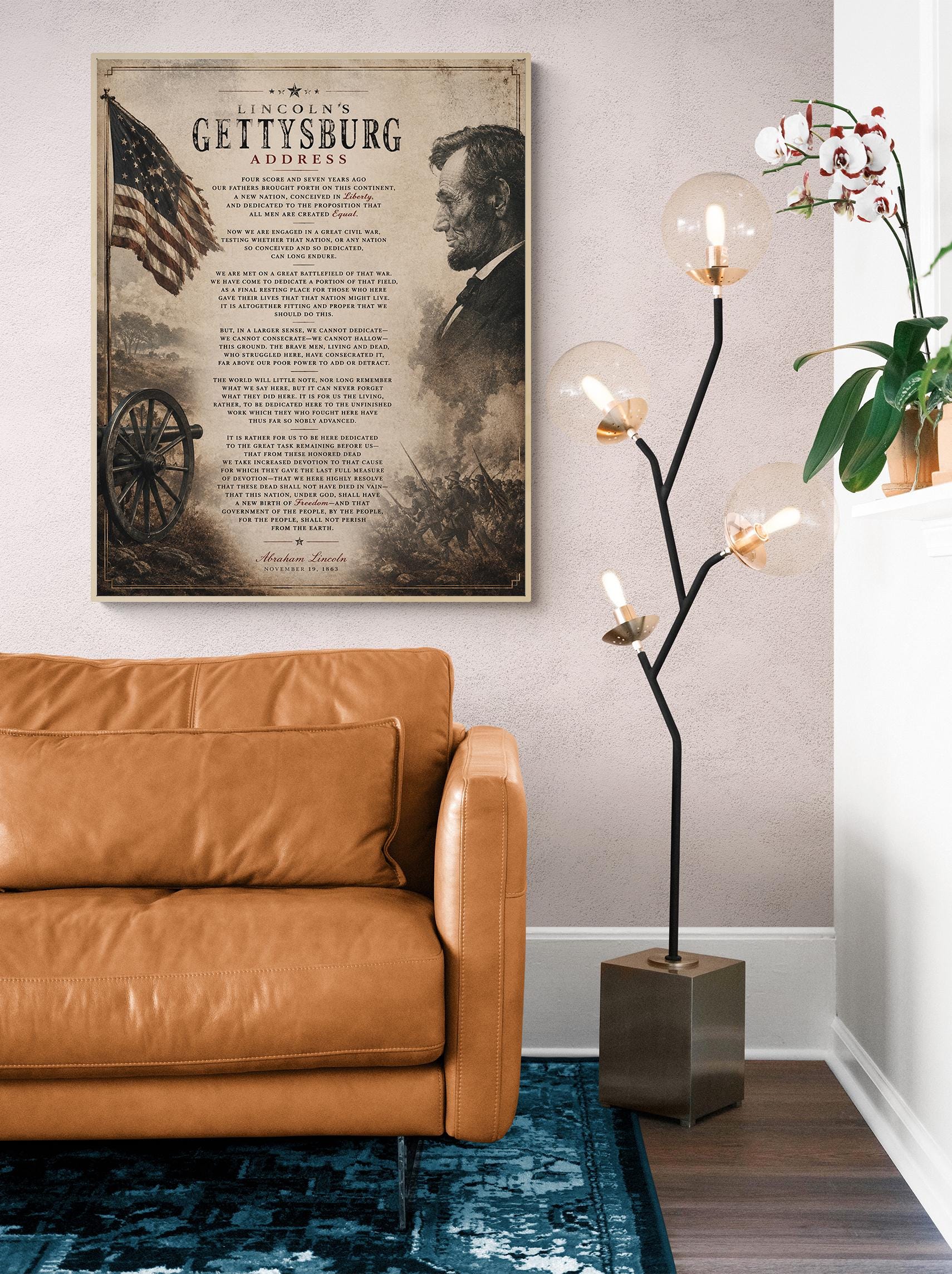 Lincoln's Gettysburg Address Wall Art Print | American Civil War | Historical Americana | Vintage Patriotic Home Decor