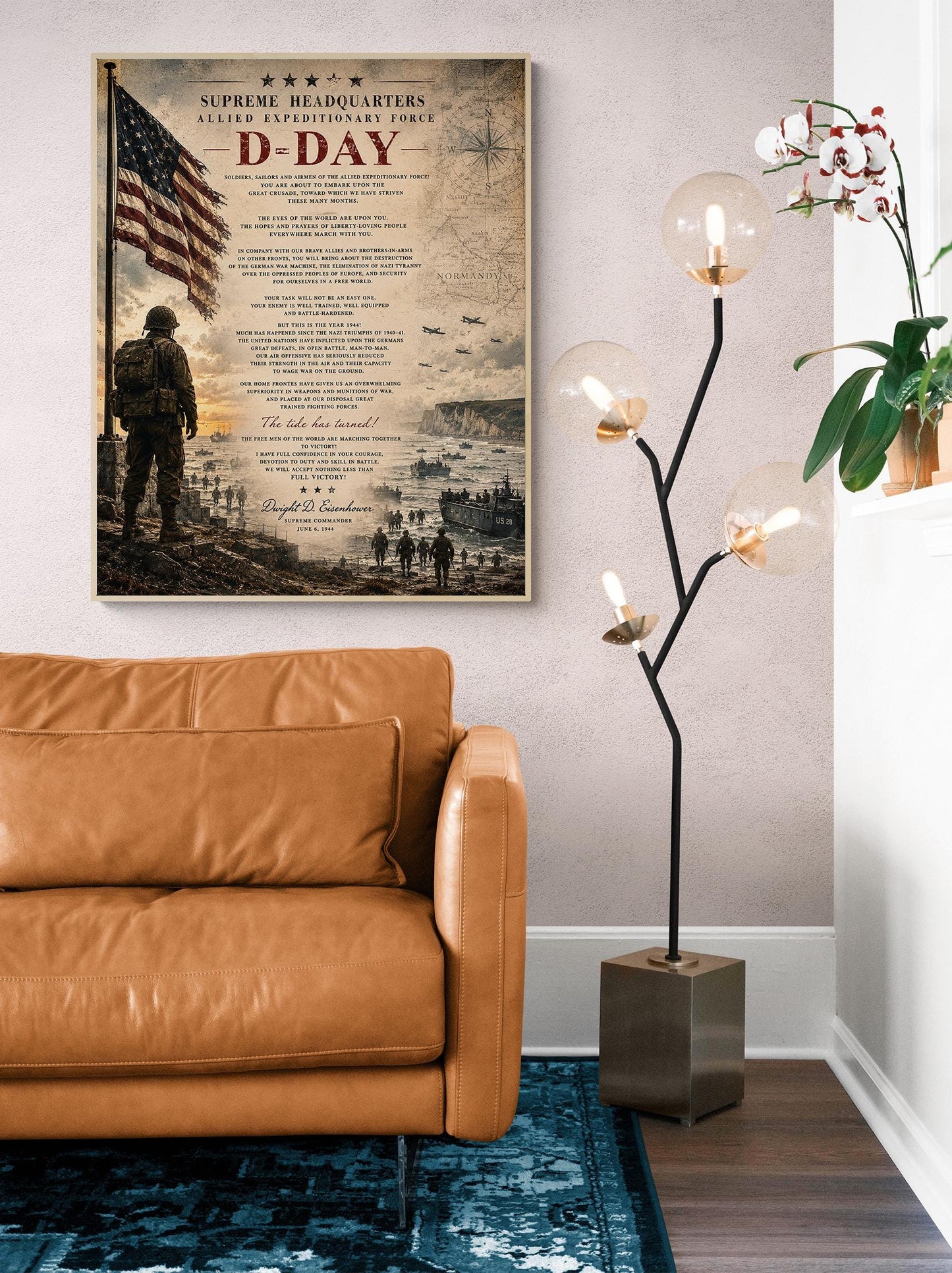 D-Day Eisenhower Order of the Day Wall Art Print | Normandy Invasion | Historical WWII | Vintage Patriotic Home Decor | Military Speech