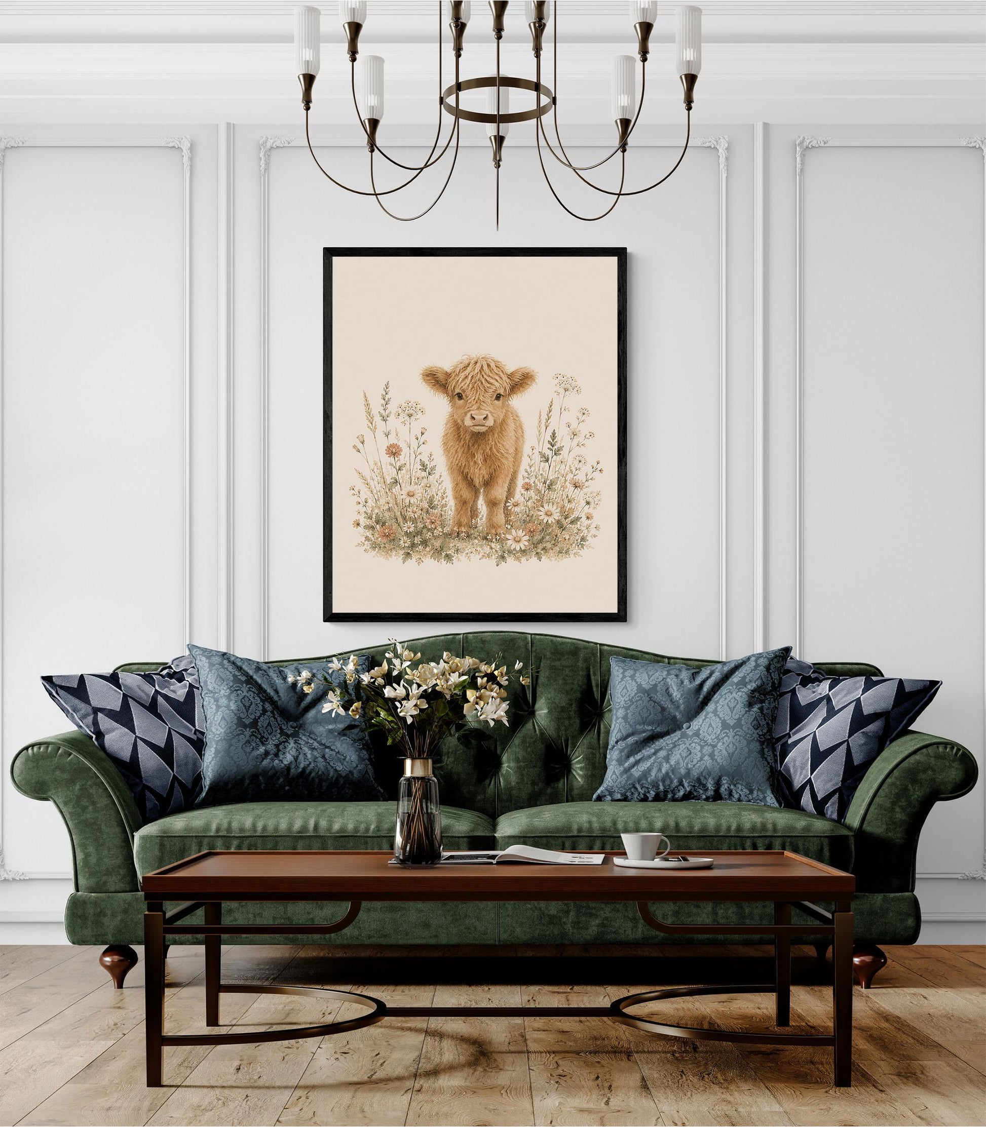 Baby Calf Nursery Wall Art Print | Children’s Home Decor | Cow Farmhouse | For Boy | Kids | Girl | Cottage core | Poster