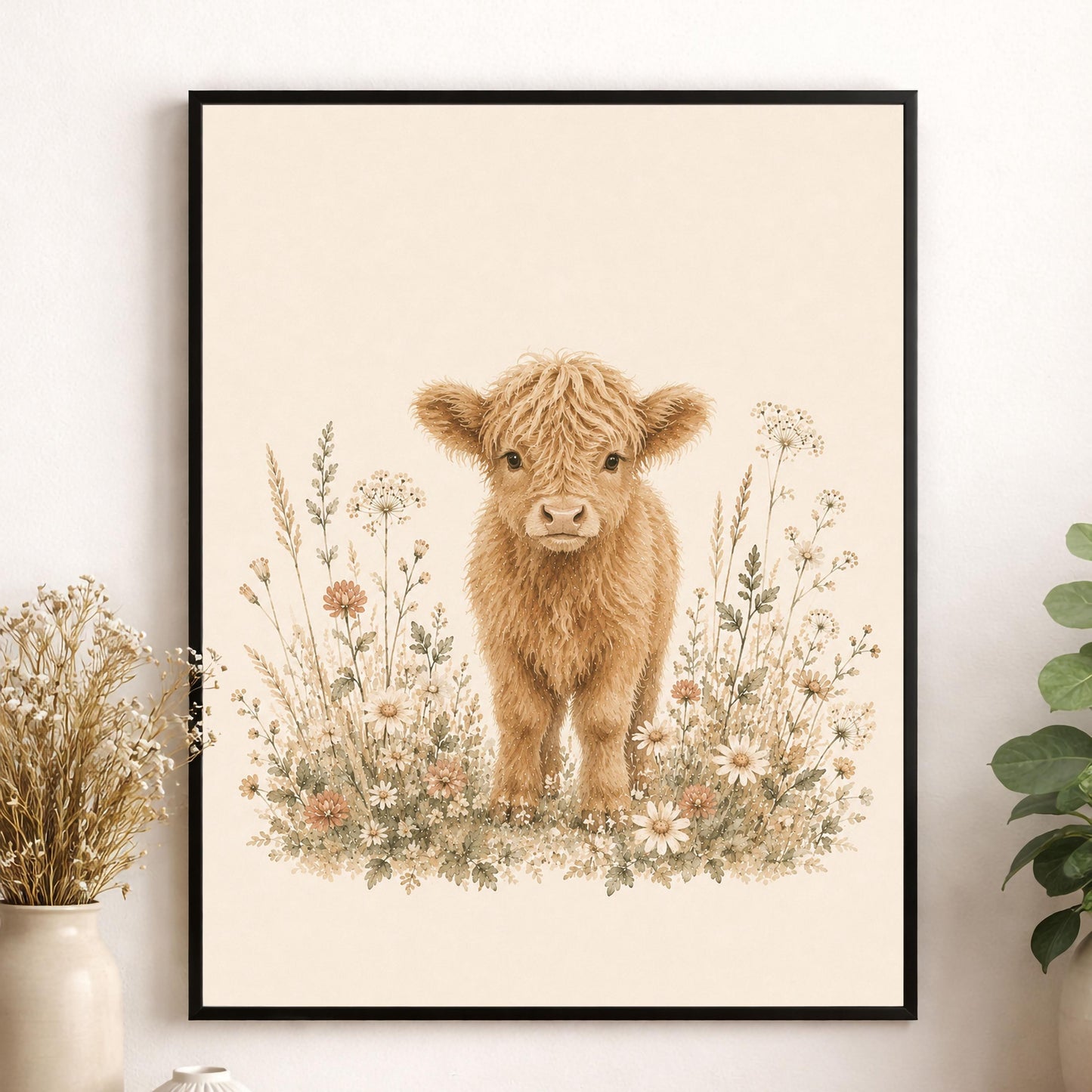 Baby Calf Nursery Wall Art Print | Children’s Home Decor | Cow Farmhouse | For Boy | Kids | Girl | Cottage core | Poster