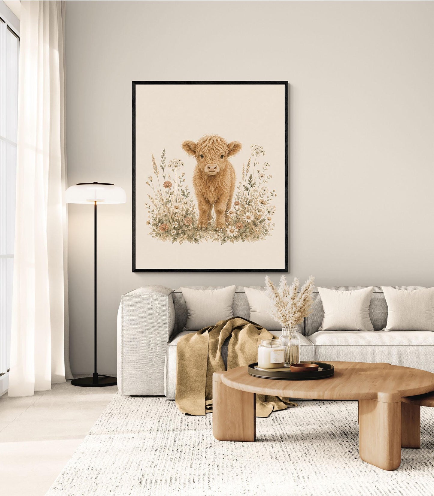 Baby Calf Nursery Wall Art Print | Children’s Home Decor | Cow Farmhouse | For Boy | Kids | Girl | Cottage core | Poster