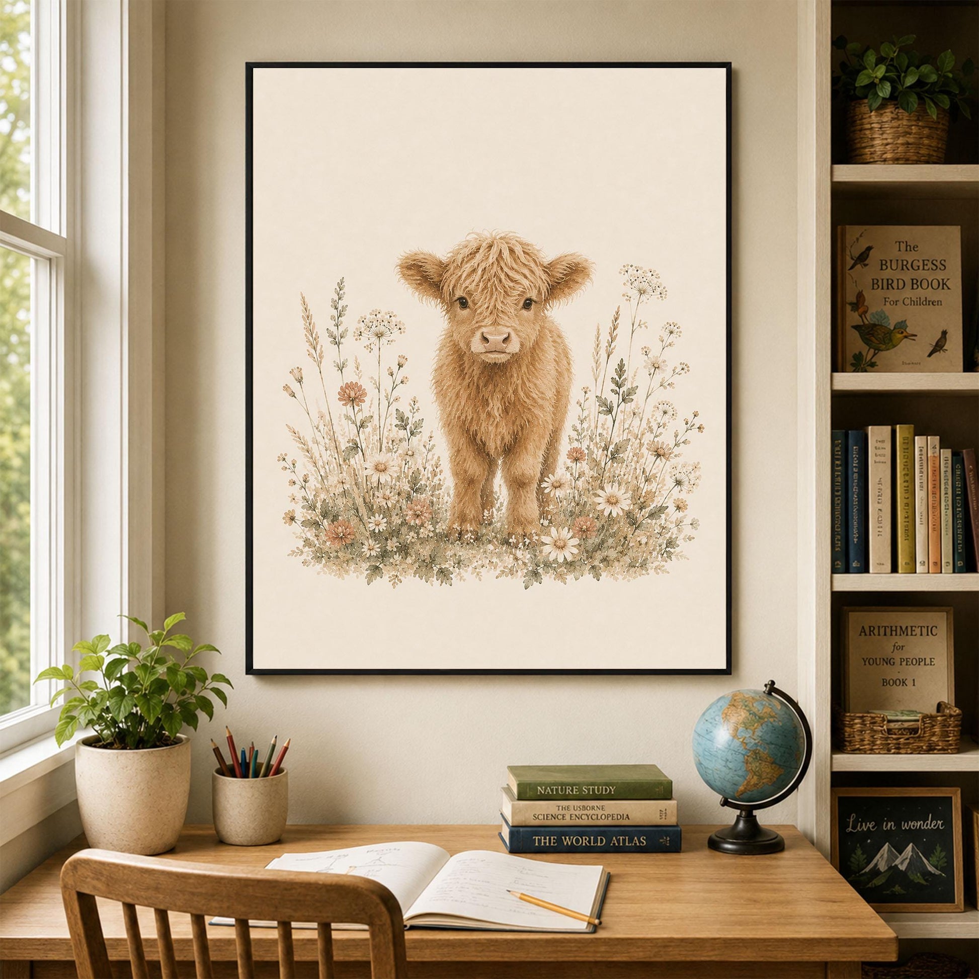 Baby Calf Nursery Wall Art Print | Children’s Home Decor | Cow Farmhouse | For Boy | Kids | Girl | Cottage core | Poster