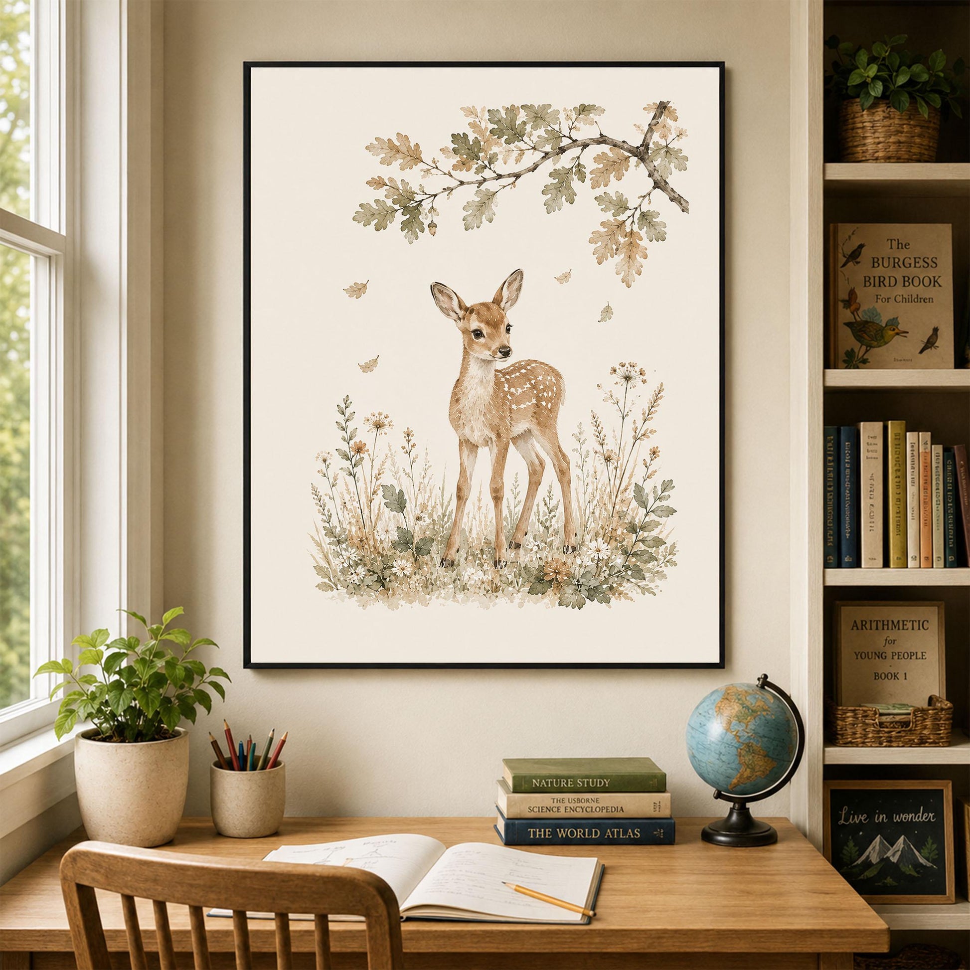 Baby Fawn Deer Nursery Wall Art Print | Children’s Home Decor | Forest Woodland Animal | For Boy | Kids | Girl | Cottage core | Artwork