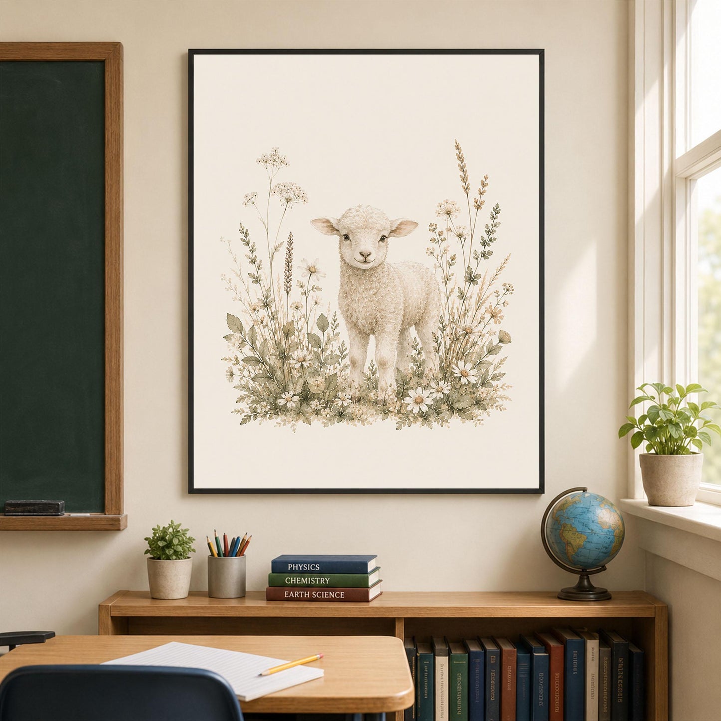 Baby Sheep Lamb Nursery Wall Art Print | Children’s Home Decor | Farm Animal | For Boy | Kids | Girl | Cottage core | Artwork