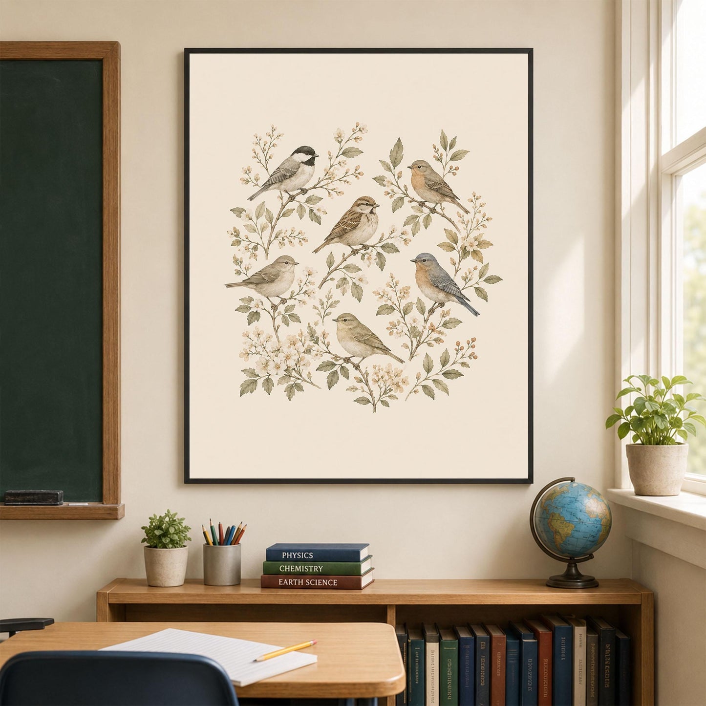 Vintage Bird Nursery Wall Art Print | Children’s Home Decor | Botanical Garden | For Boy | Kids | Girl | Cottage core | Artwork