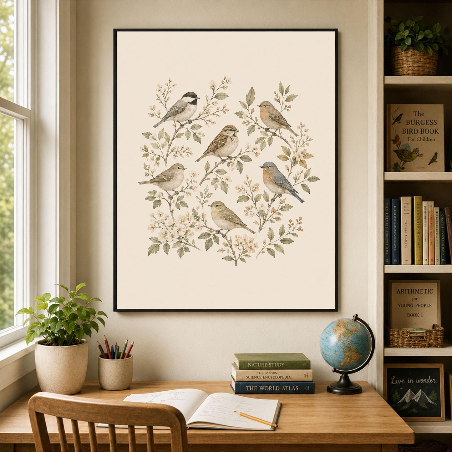 Vintage Bird Nursery Wall Art Print | Children’s Home Decor | Botanical Garden | For Boy | Kids | Girl | Cottage core | Artwork