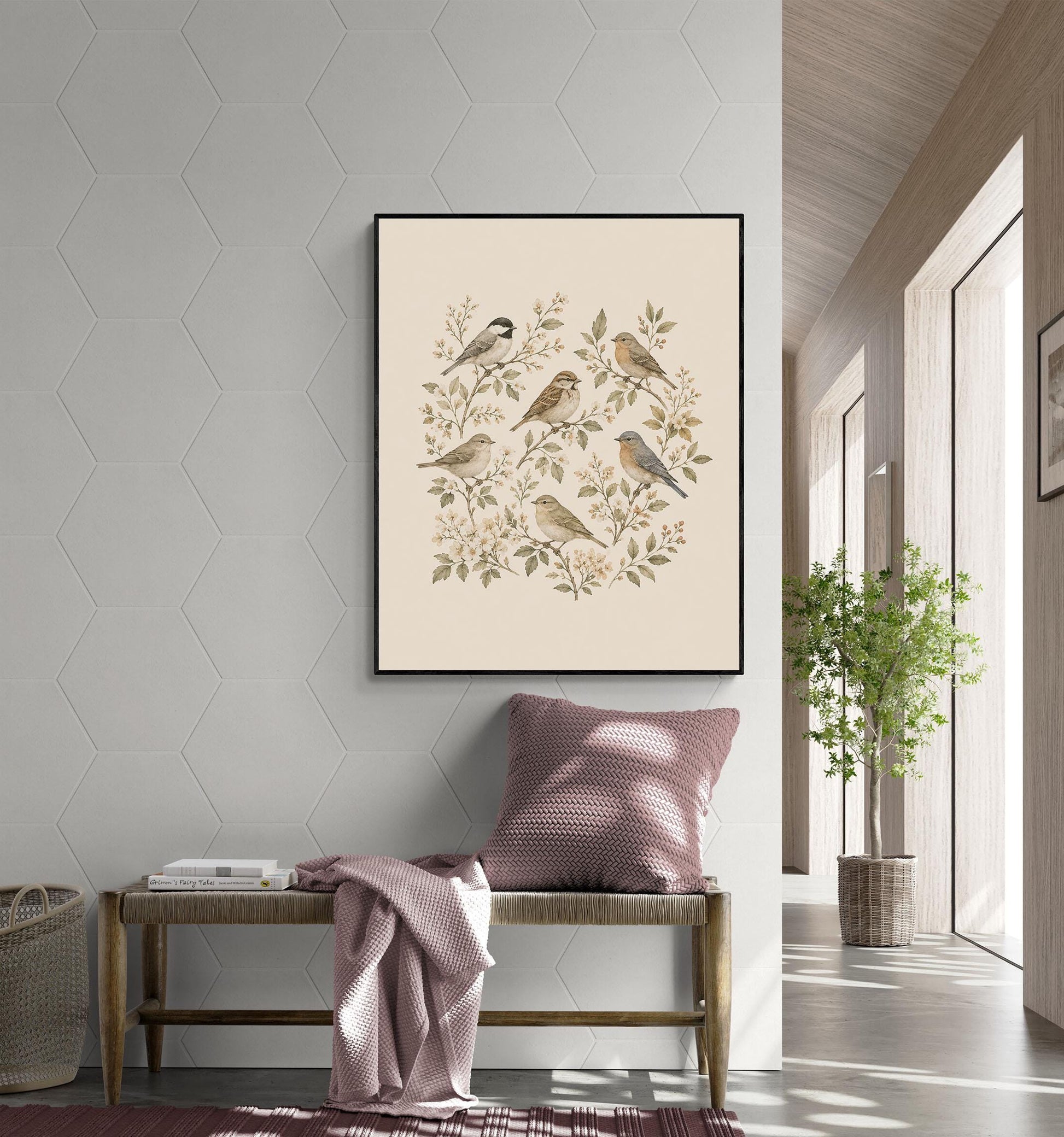 Vintage Bird Nursery Wall Art Print | Children’s Home Decor | Botanical Garden | For Boy | Kids | Girl | Cottage core | Artwork