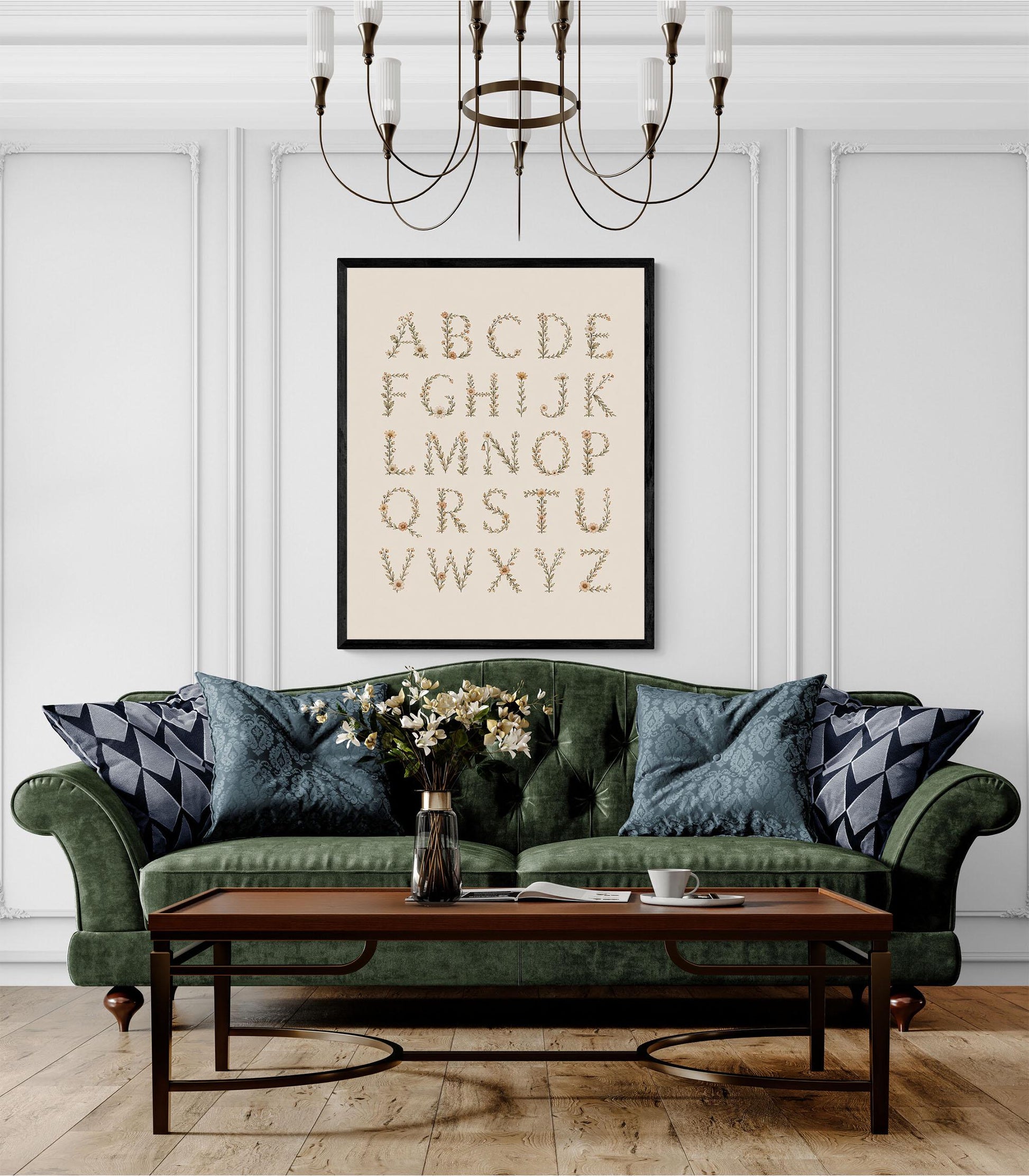 Floral Alphabet Nursery Wall Art Print | Children’s Home Decor | Botanical ABC | For Boy | Kids | Girl | Cottage core | Artwork