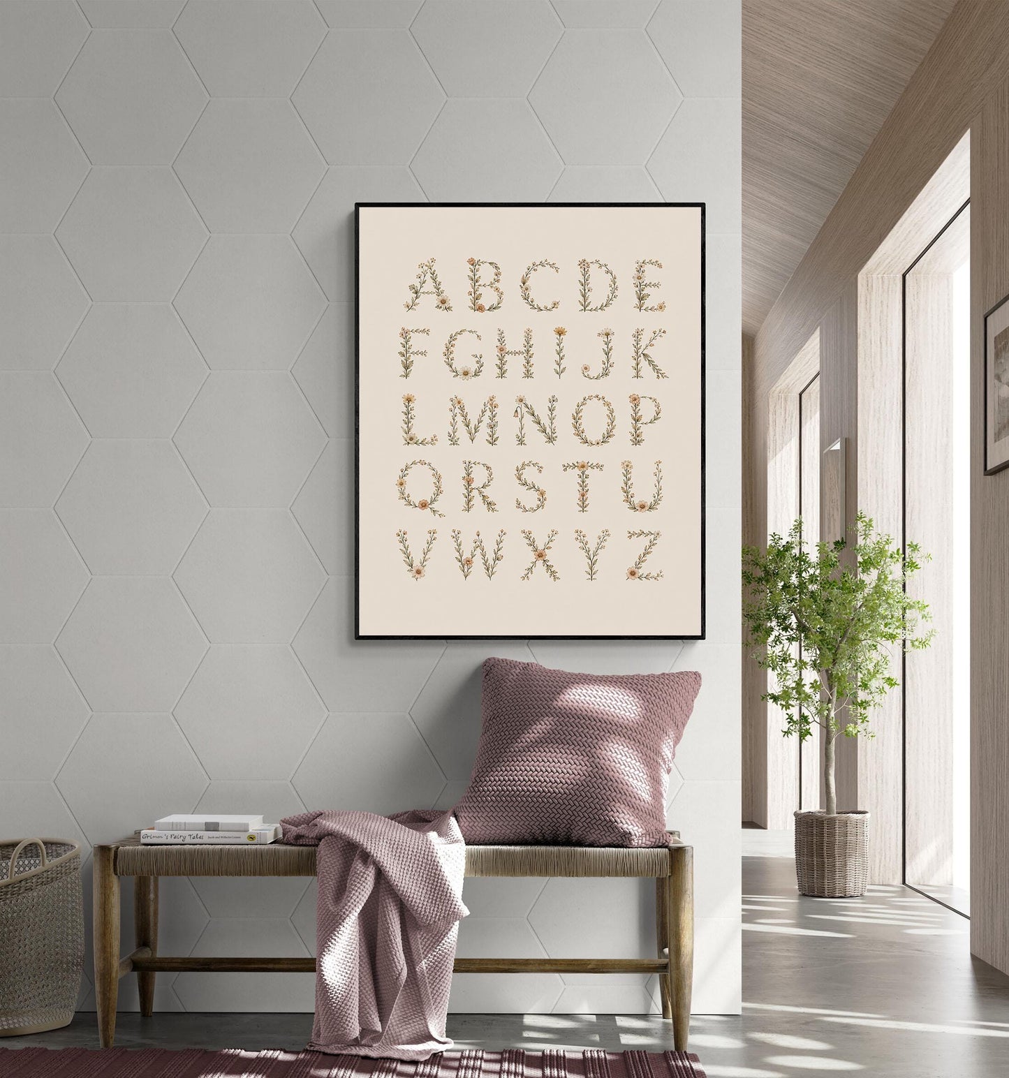 Floral Alphabet Nursery Wall Art Print | Children’s Home Decor | Botanical ABC | For Boy | Kids | Girl | Cottage core | Artwork