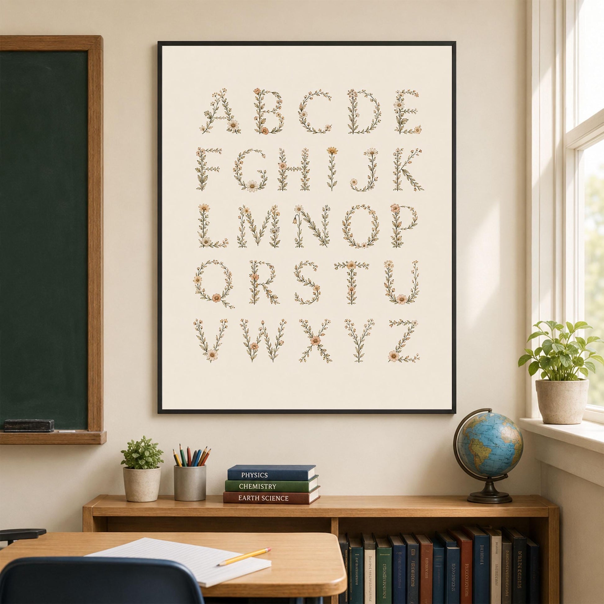 Floral Alphabet Nursery Wall Art Print | Children’s Home Decor | Botanical ABC | For Boy | Kids | Girl | Cottage core | Artwork