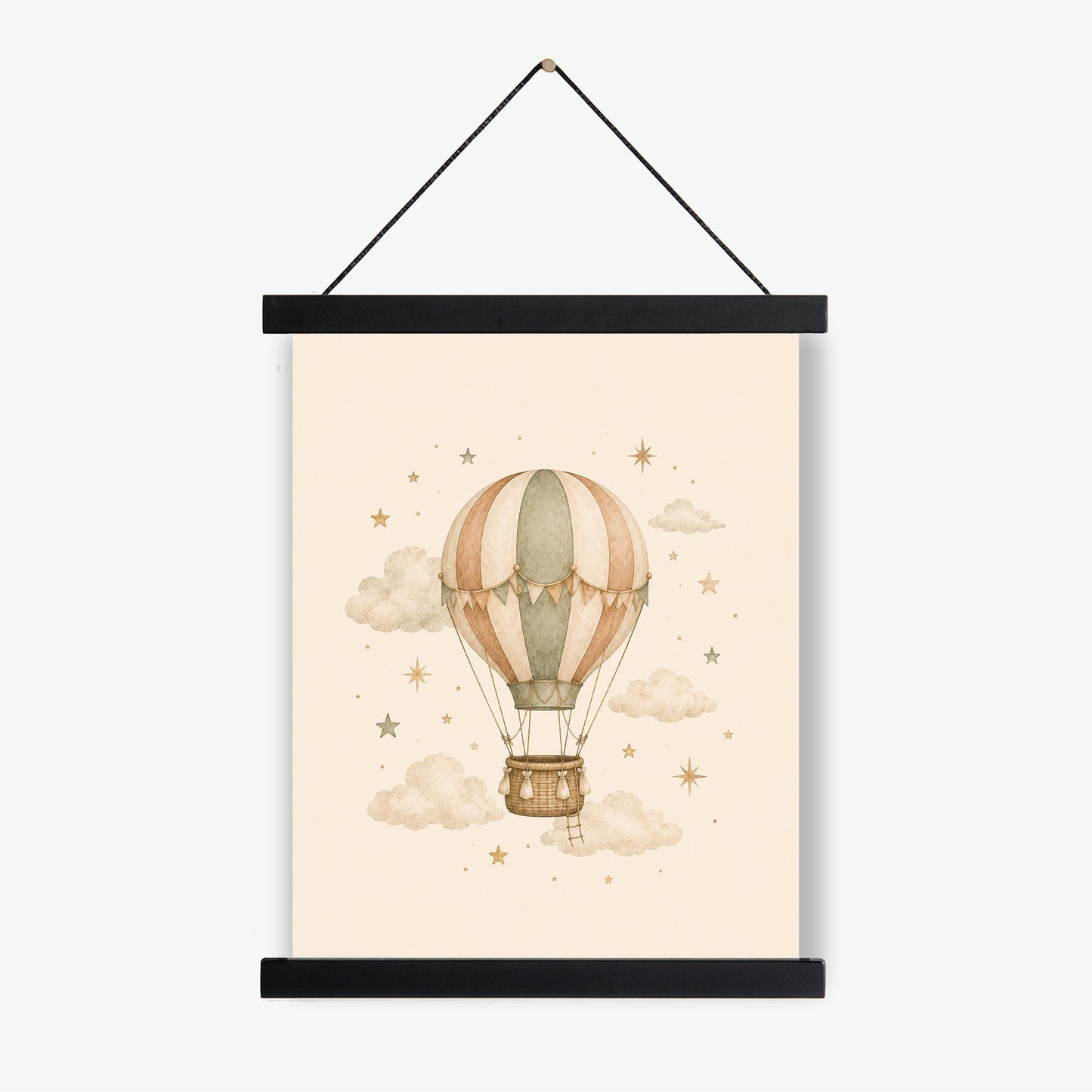 Hot Air Balloon Nursery Wall Art Print | Children’s Home Decor | Night Sky | Boho | For Boy | Kids | Girl | Cottage core | Artwork