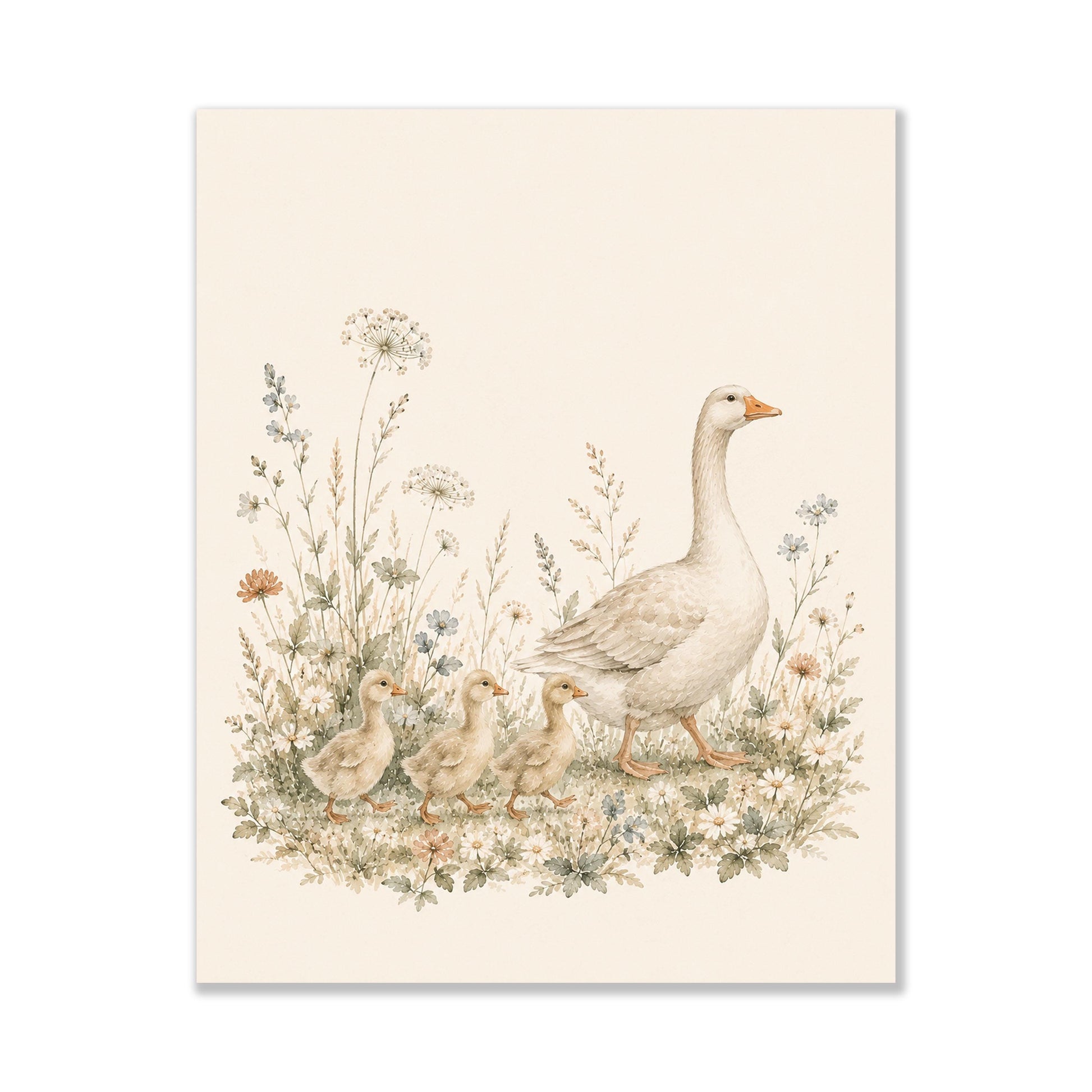 Goose Family Nursery Wall Art Print | Children’s Home Decor | Mother and Goslings | Animal | For Boy | Kids | Girl | Cottage core | Artwork