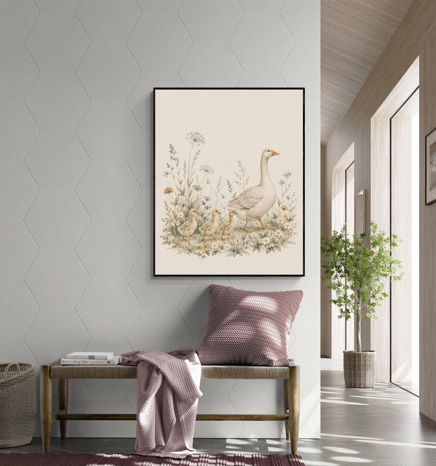 Goose Family Nursery Wall Art Print | Children’s Home Decor | Mother and Goslings | Animal | For Boy | Kids | Girl | Cottage core | Artwork