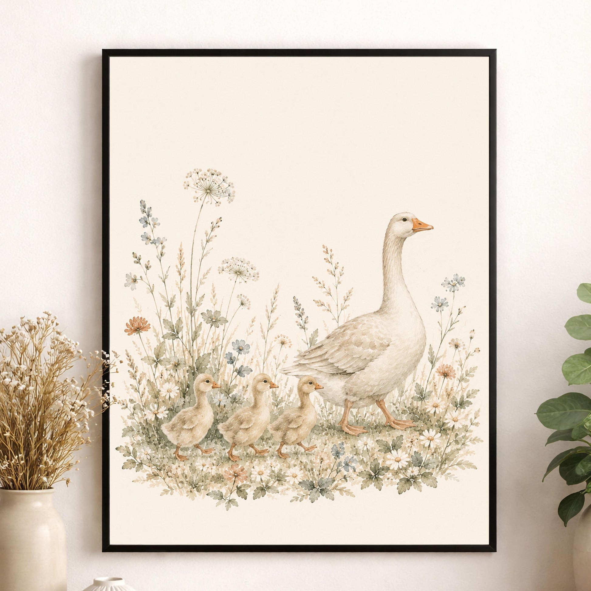 Goose Family Nursery Wall Art Print | Children’s Home Decor | Mother and Goslings | Animal | For Boy | Kids | Girl | Cottage core | Artwork