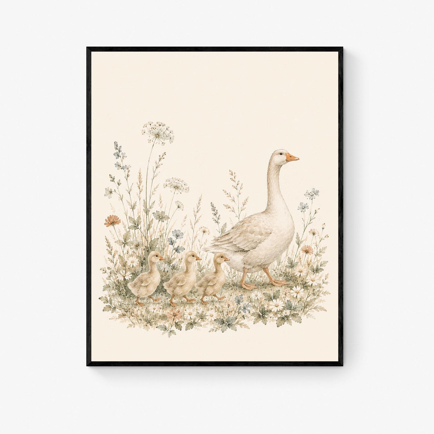 Goose Family Nursery Wall Art Print | Children’s Home Decor | Mother and Goslings | Animal | For Boy | Kids | Girl | Cottage core | Artwork