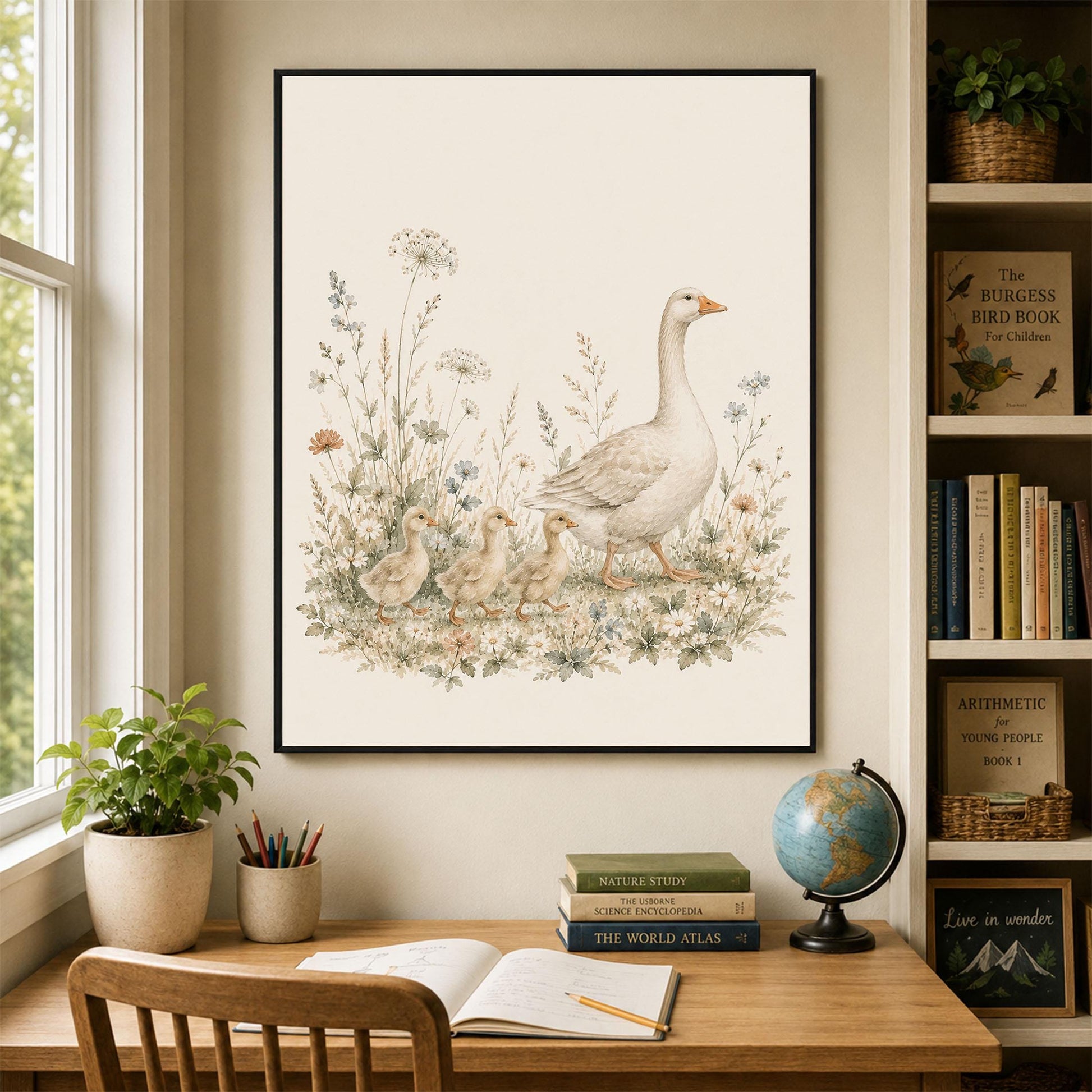 Goose Family Nursery Wall Art Print | Children’s Home Decor | Mother and Goslings | Animal | For Boy | Kids | Girl | Cottage core | Artwork