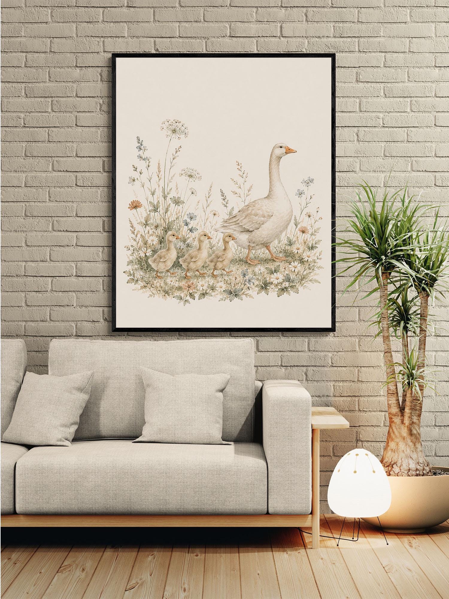 Goose Family Nursery Wall Art Print | Children’s Home Decor | Mother and Goslings | Animal | For Boy | Kids | Girl | Cottage core | Artwork