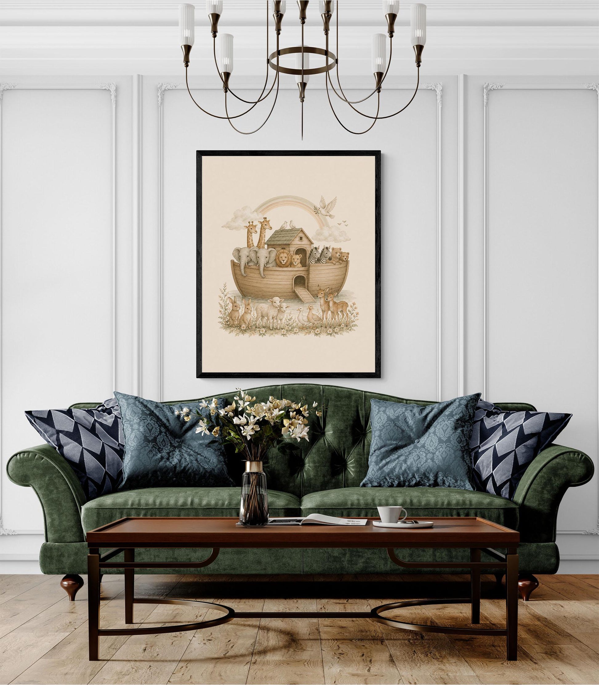 Noah’s Ark Nursery Wall Art Print | Children’s Home Decor | Bible Story | Animal | For Boy | Kids | Girl | Cottage core | Family Artwork