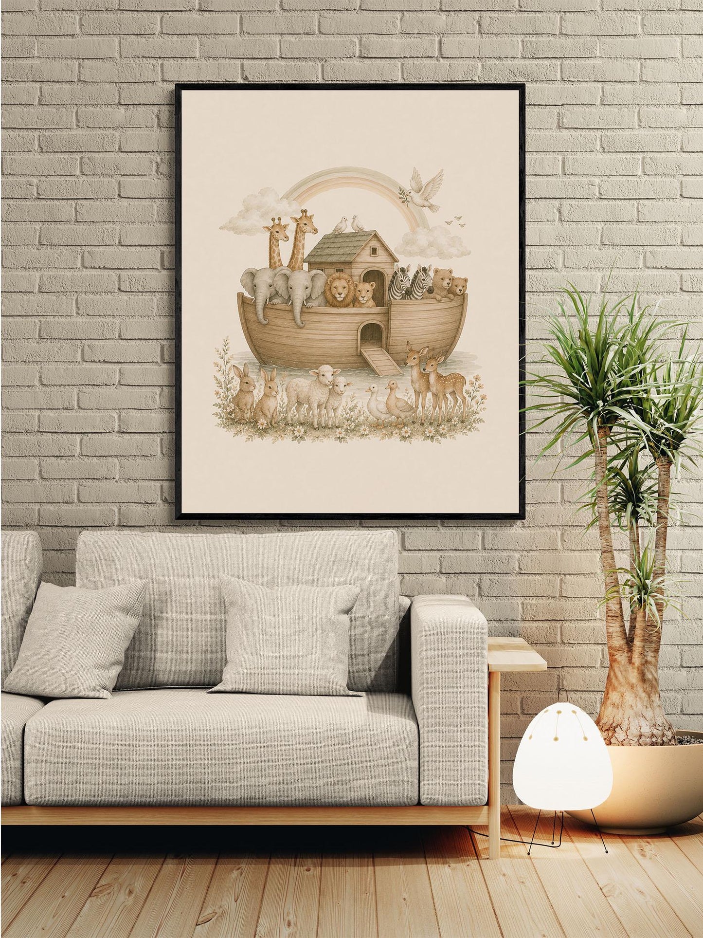 Noah’s Ark Nursery Wall Art Print | Children’s Home Decor | Bible Story | Animal | For Boy | Kids | Girl | Cottage core | Family Artwork