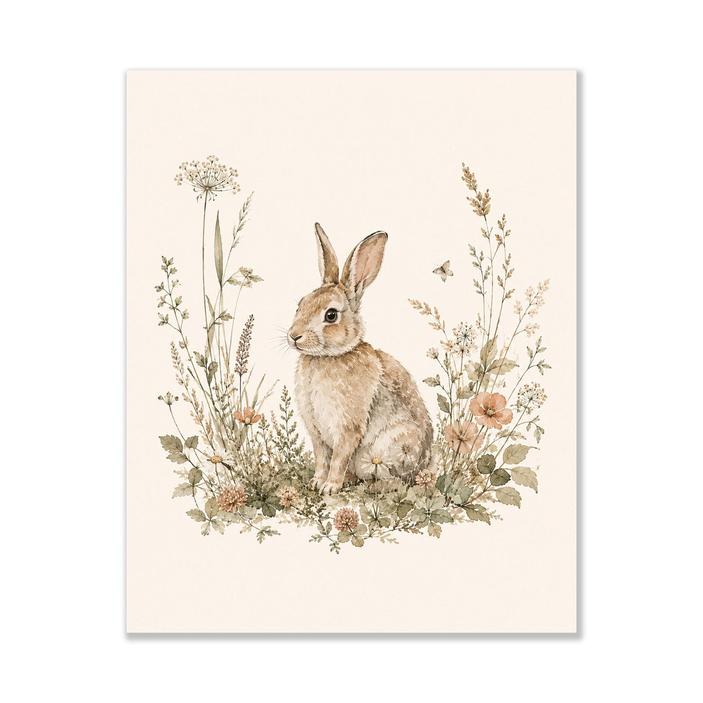 Bunny Rabbit Nursery Wall Art Print | Children’s Home Decor | Woodland Animal | Forest | Boy | Kids | Girl | Cottage Core | Family Artwork