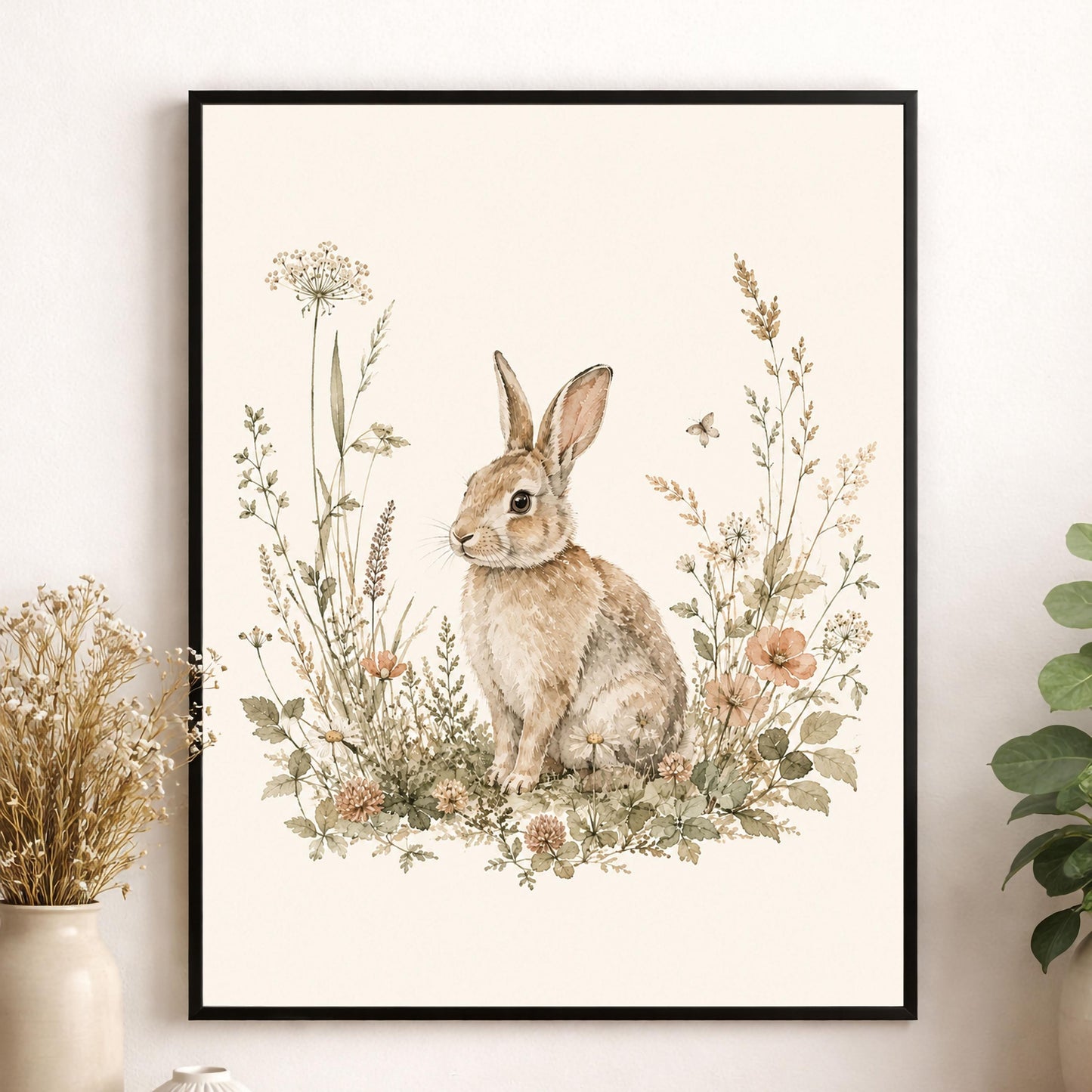 Bunny Rabbit Nursery Wall Art Print | Children’s Home Decor | Woodland Animal | Forest | Boy | Kids | Girl | Cottage Core | Family Artwork