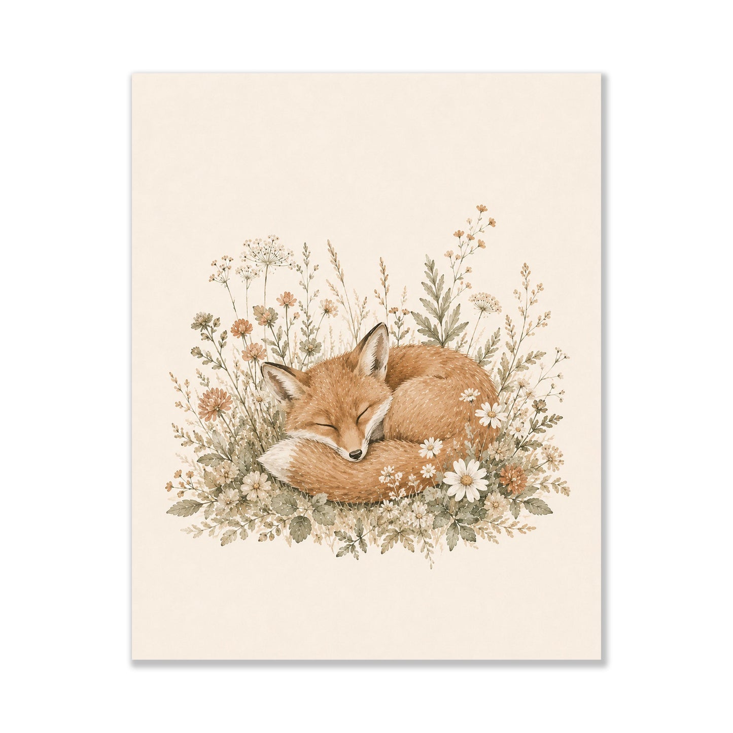 Sleeping Fox Nursery Wall Art Print | Children’s Home Decor | Woodland Animal | Forest | Boy | Kids | Girl | Cottage Core | Family Artwork