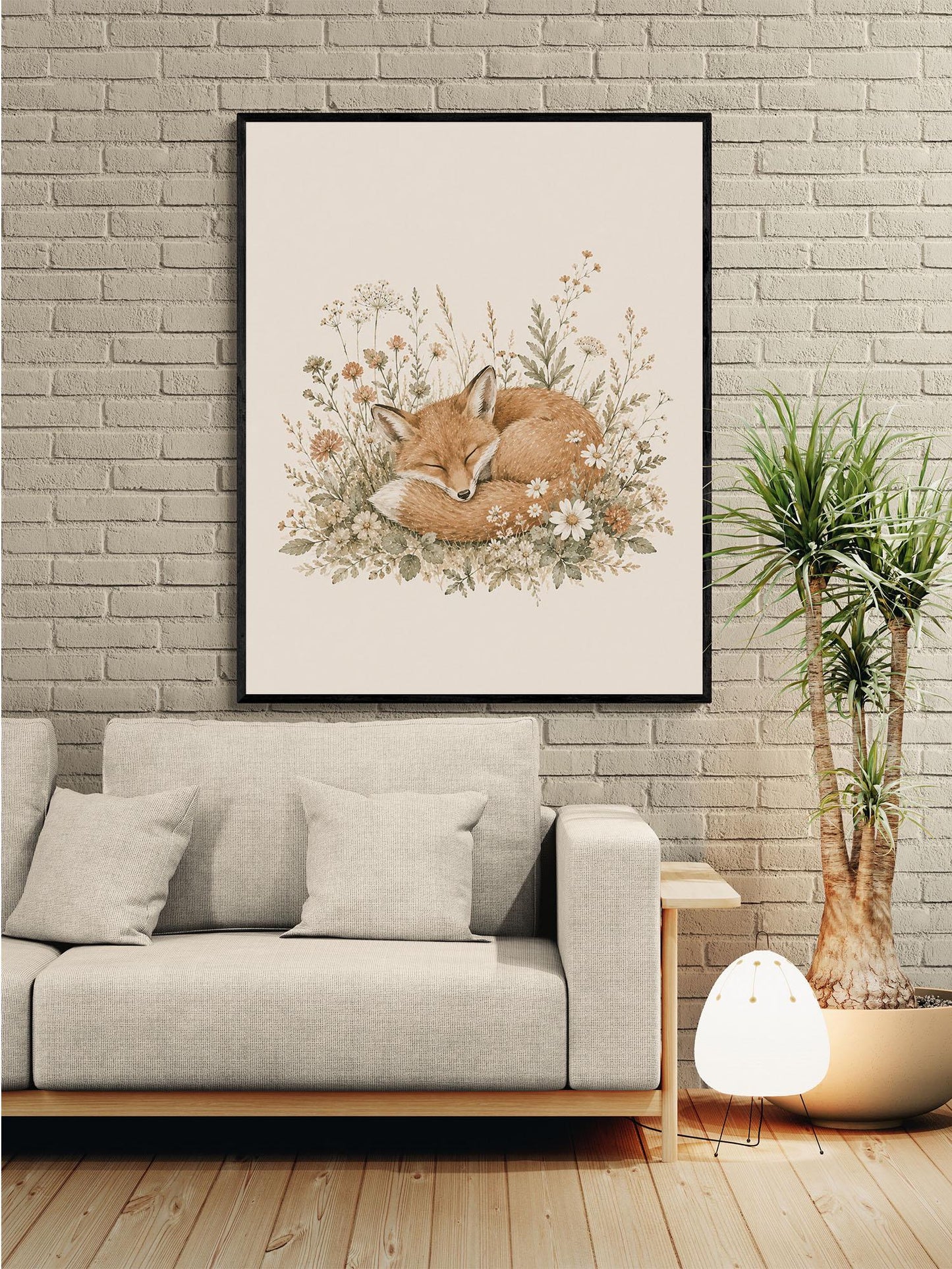 Sleeping Fox Nursery Wall Art Print | Children’s Home Decor | Woodland Animal | Forest | Boy | Kids | Girl | Cottage Core | Family Artwork