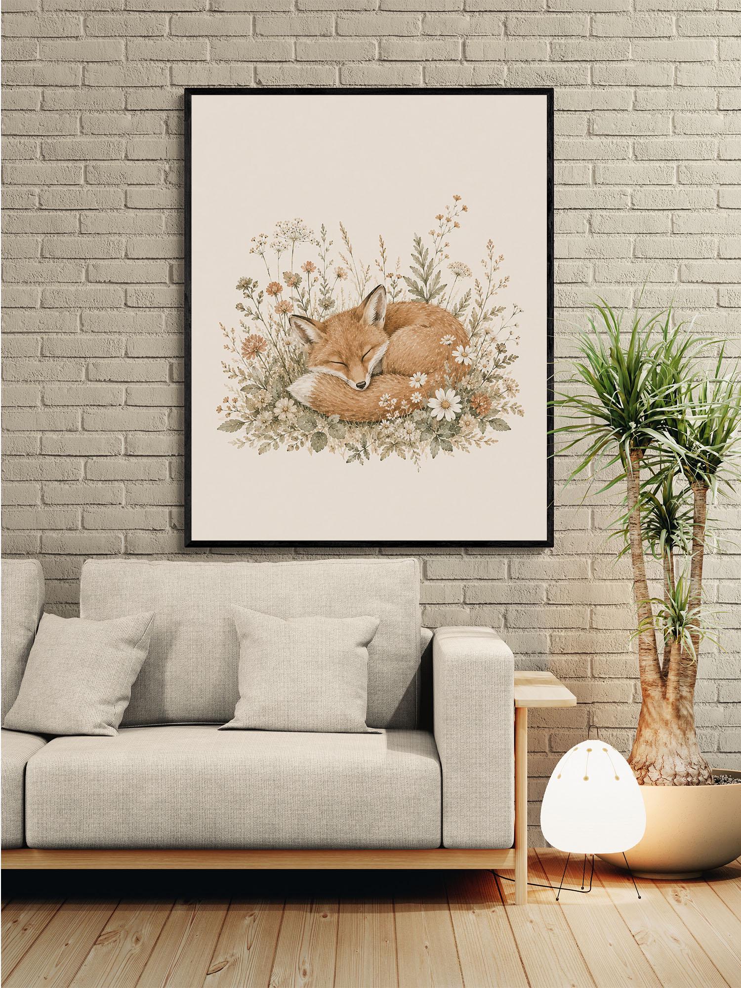 Sleeping Fox Nursery Wall Art Print | Children’s Home Decor | Woodland Animal | Forest | Boy | Kids | Girl | Cottage Core | Family Artwork