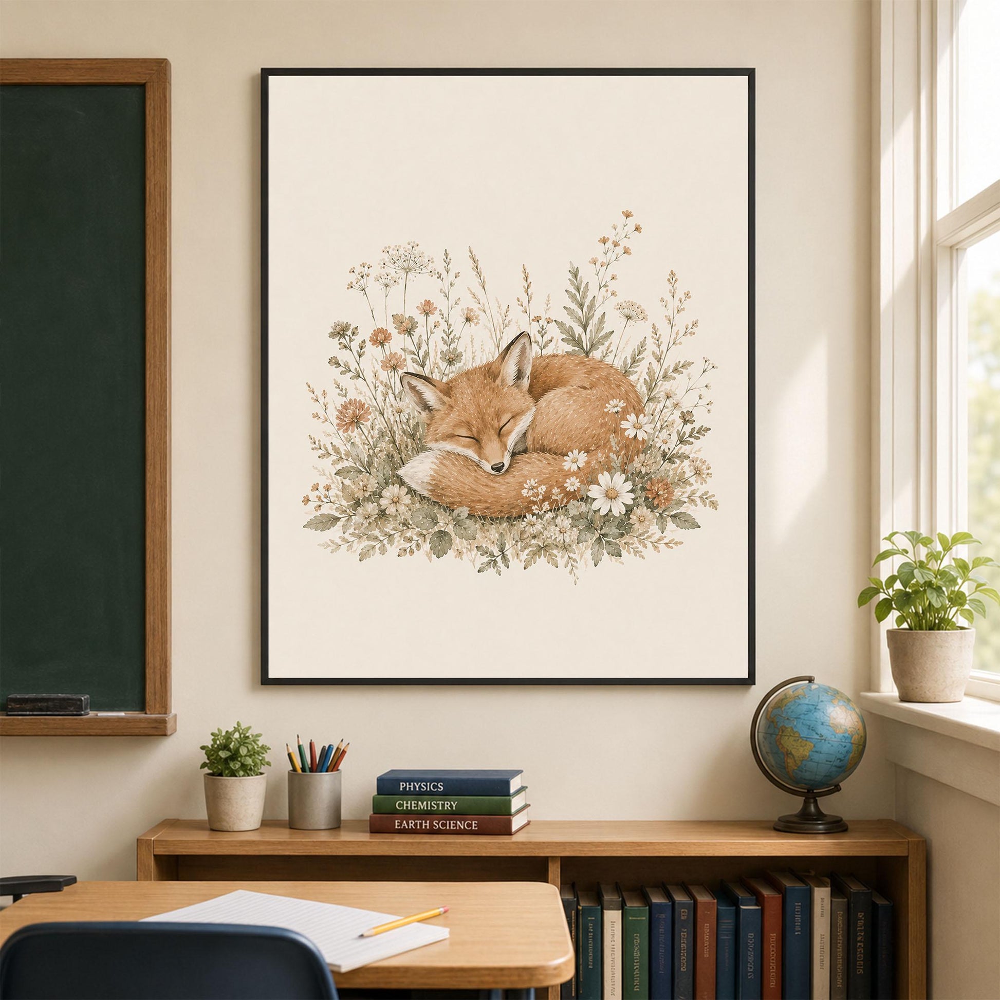 Sleeping Fox Nursery Wall Art Print | Children’s Home Decor | Woodland Animal | Forest | Boy | Kids | Girl | Cottage Core | Family Artwork