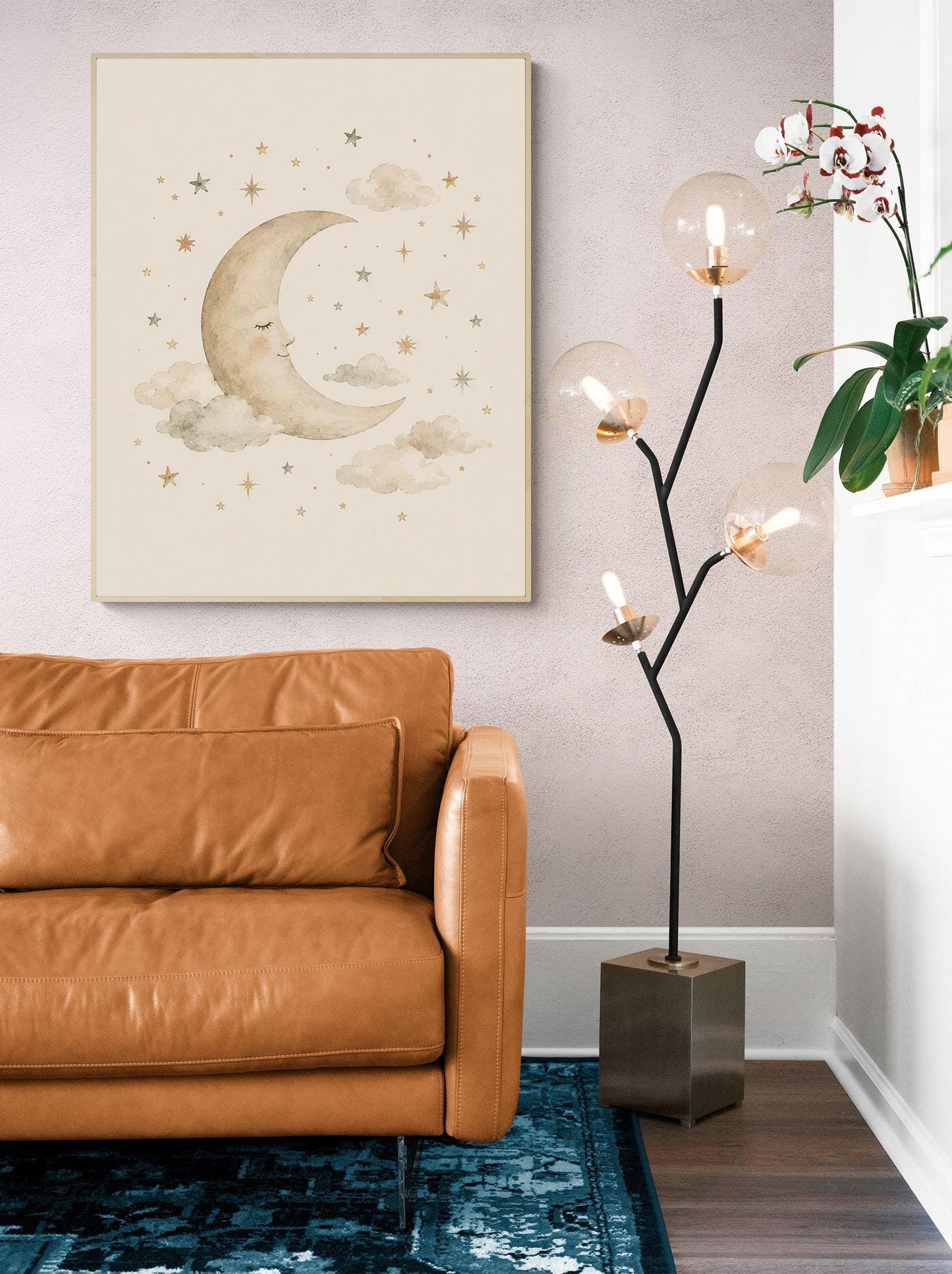 Sleeping Stars And Moon Nursery Wall Art Print | Children’s Home Decor | Night Sky | For Boy | Kids | Girl | Cottage Core | Family Artwork