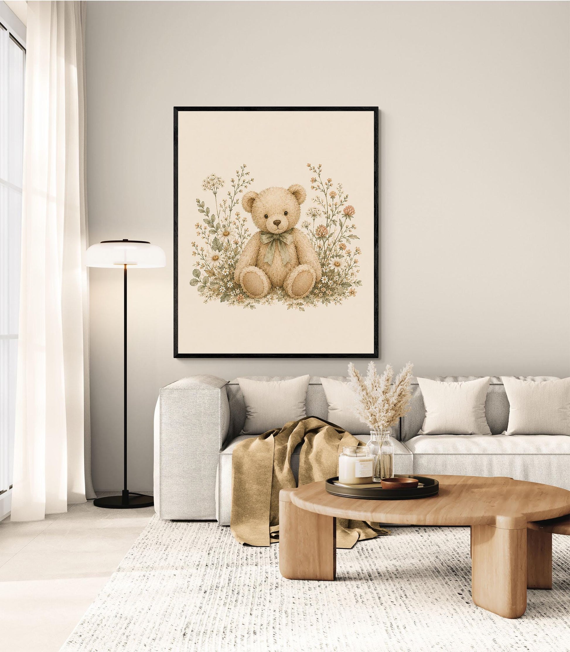 Teddy Bear Nursery Wall Art Print | Children’s Home Decor | Vintage Animal | Forest | Boy | Kids | Girl | Cottage Core | Family Artwork
