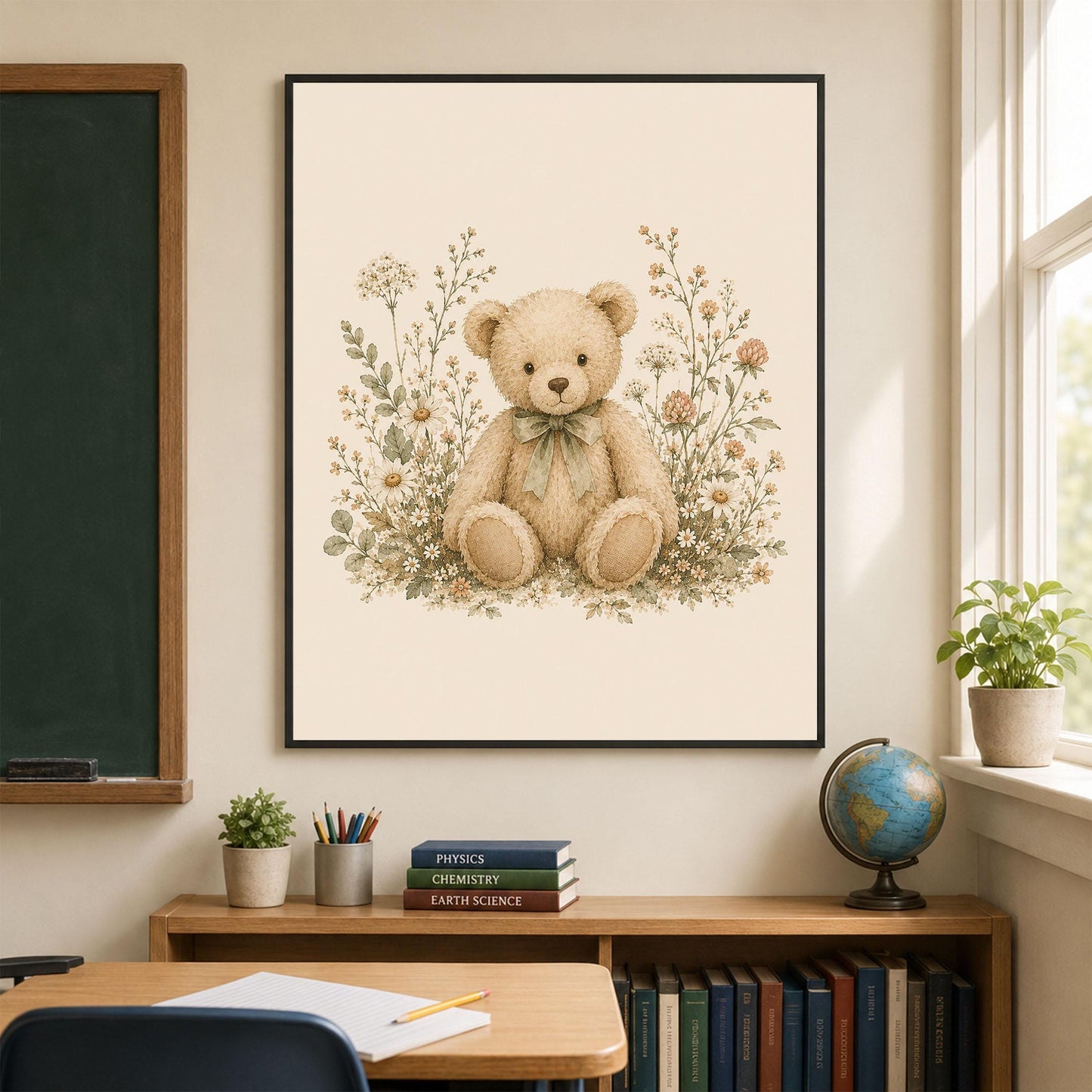 Teddy Bear Nursery Wall Art Print | Children’s Home Decor | Vintage Animal | Forest | Boy | Kids | Girl | Cottage Core | Family Artwork