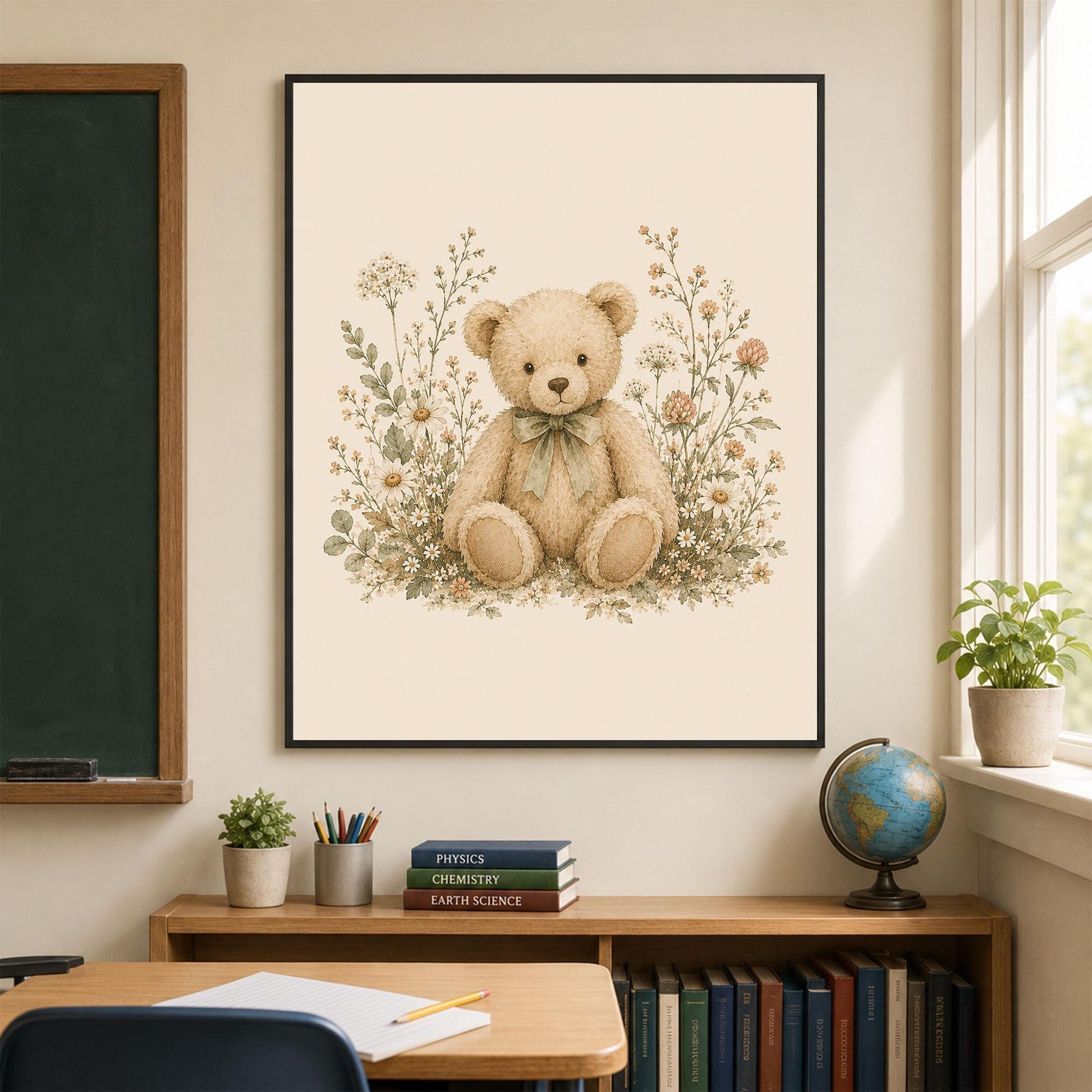 Teddy Bear Nursery Wall Art Print | Children’s Home Decor | Vintage Animal | Forest | Boy | Kids | Girl | Cottage Core | Family Artwork