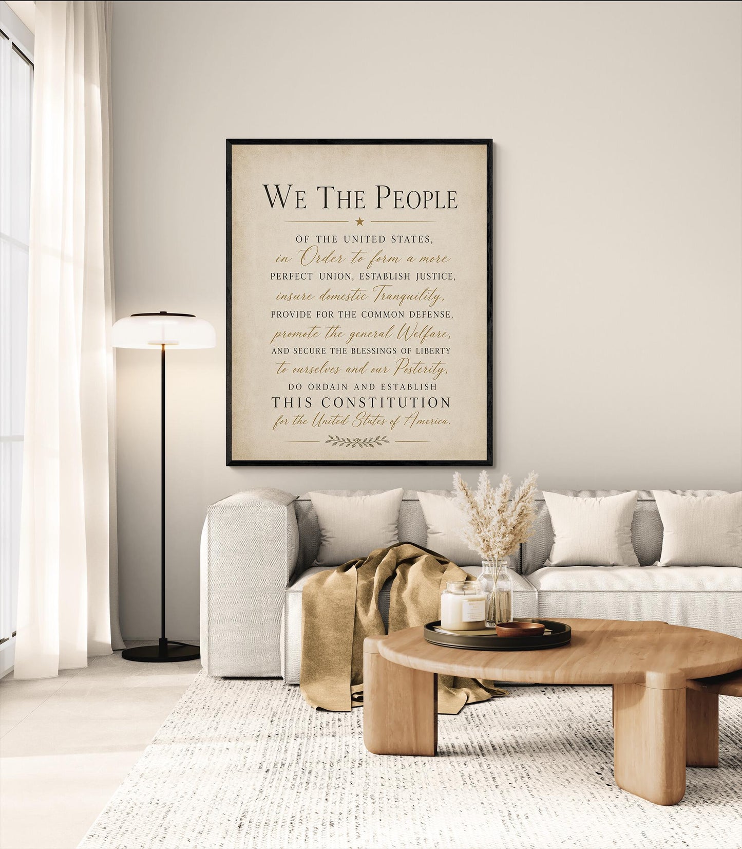 Constitution Preamble Wall Art Print | We The People | American Revolution | Historical Americana | Vintage Patriotic Home Decor