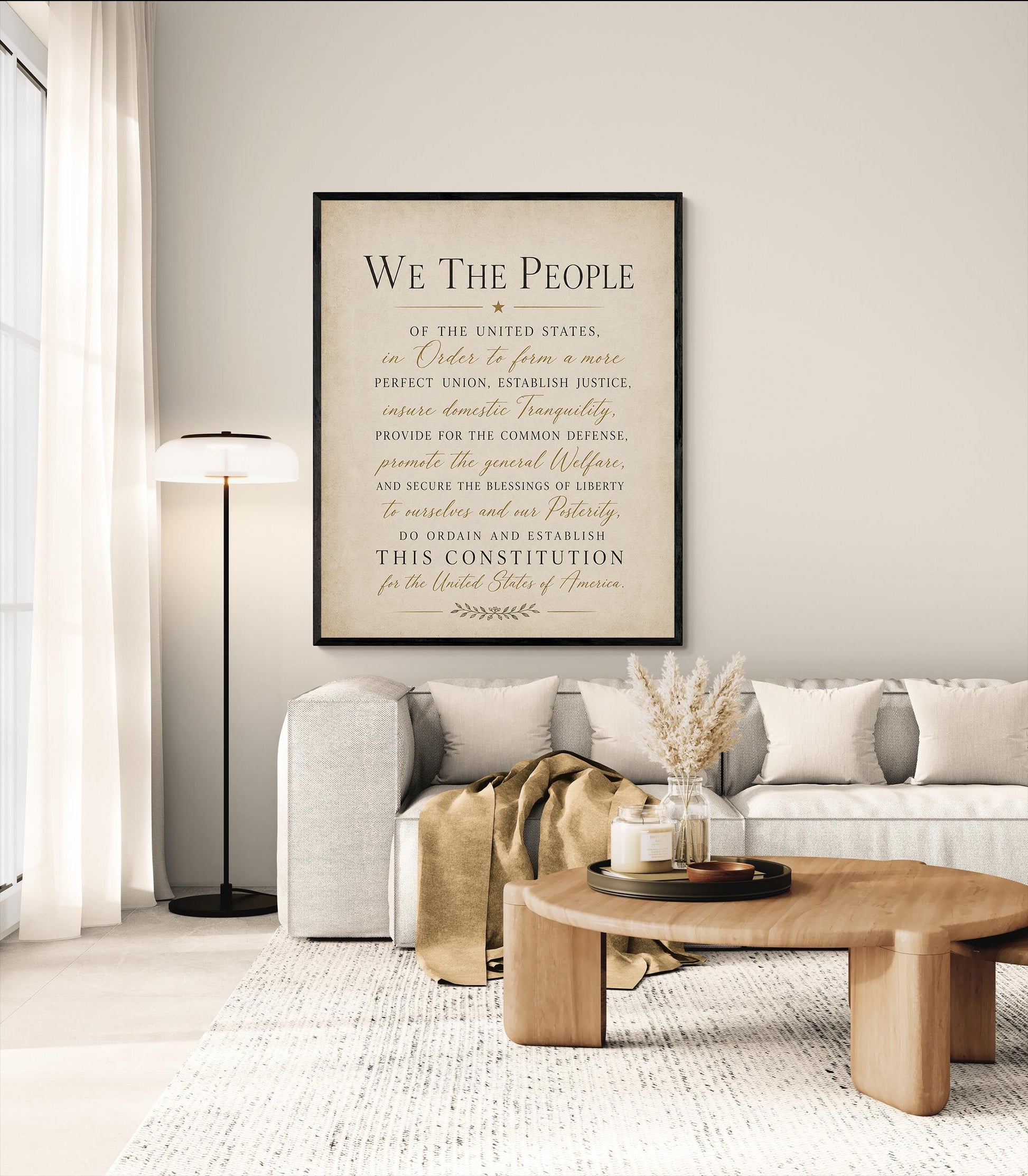 Constitution Preamble Wall Art Print | We The People | American Revolution | Historical Americana | Vintage Patriotic Home Decor