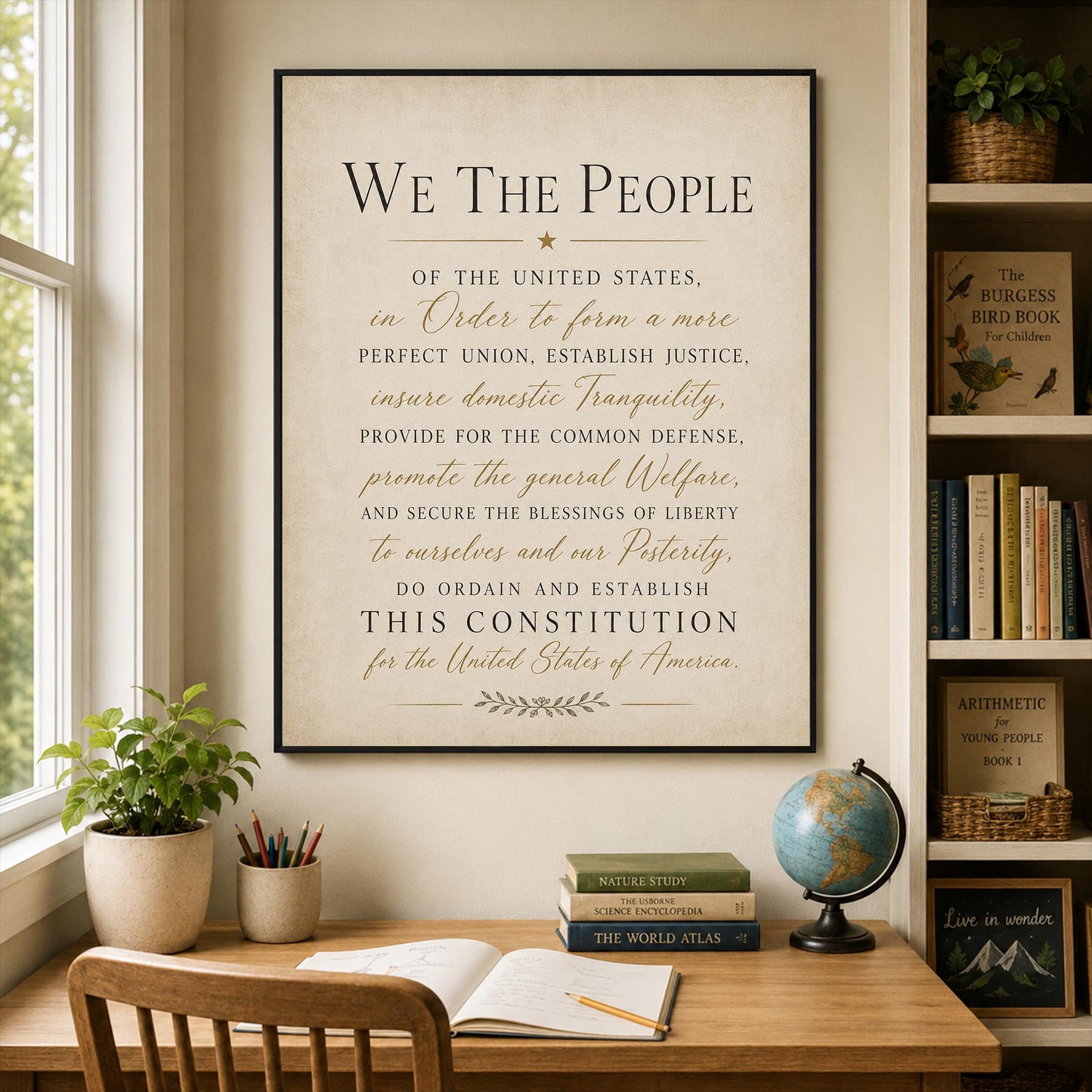 Constitution Preamble Wall Art Print | We The People | American Revolution | Historical Americana | Vintage Patriotic Home Decor