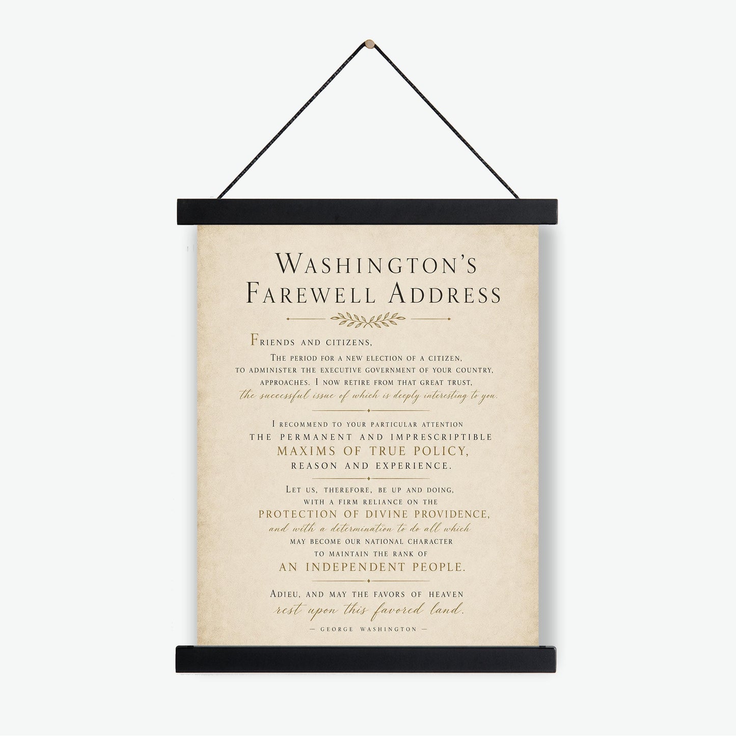 George Washington's Farewell Address Wall Art Print | American Revolution | Historical Americana | Vintage Patriotic Home Decor