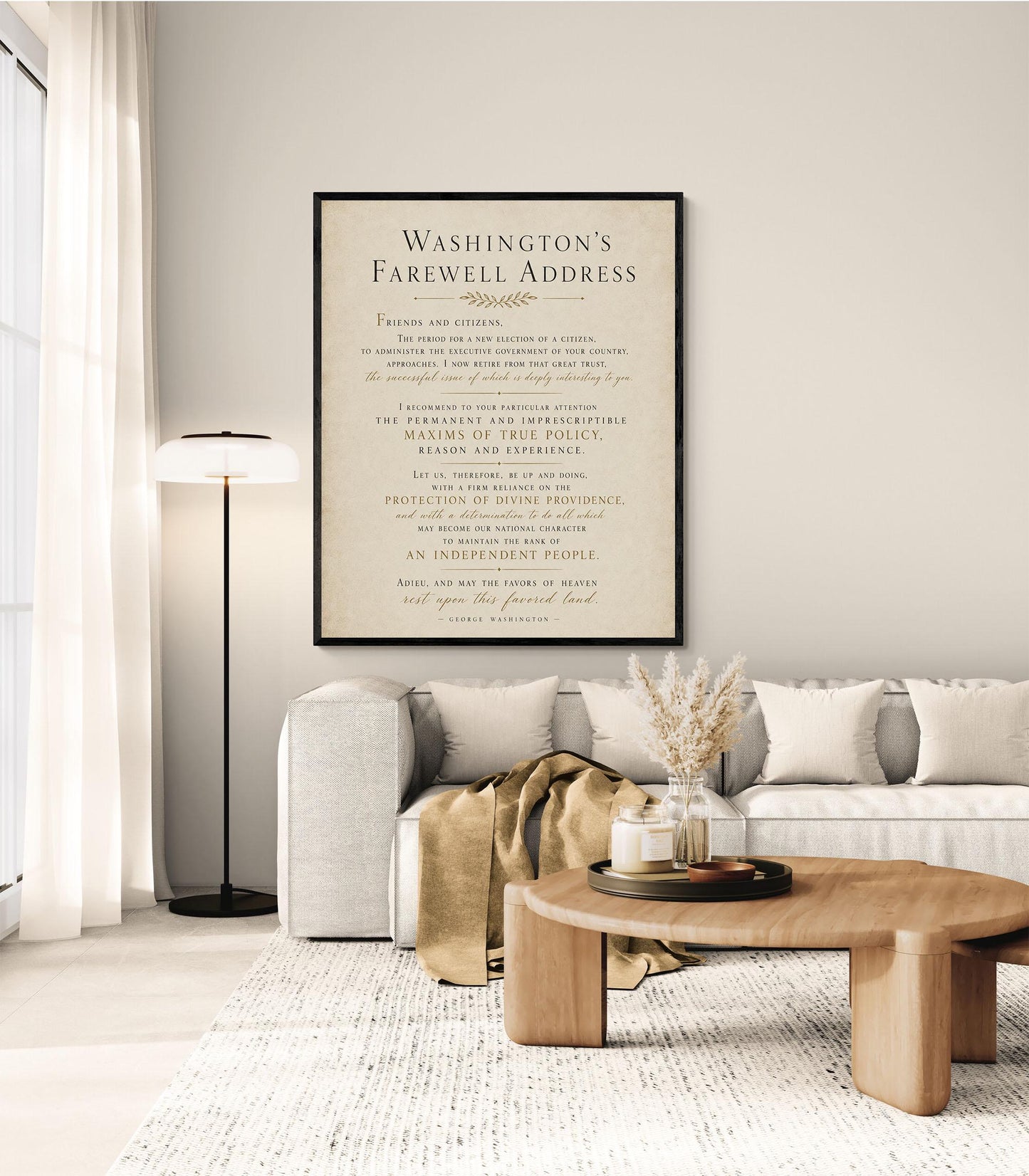 George Washington's Farewell Address Wall Art Print | American Revolution | Historical Americana | Vintage Patriotic Home Decor