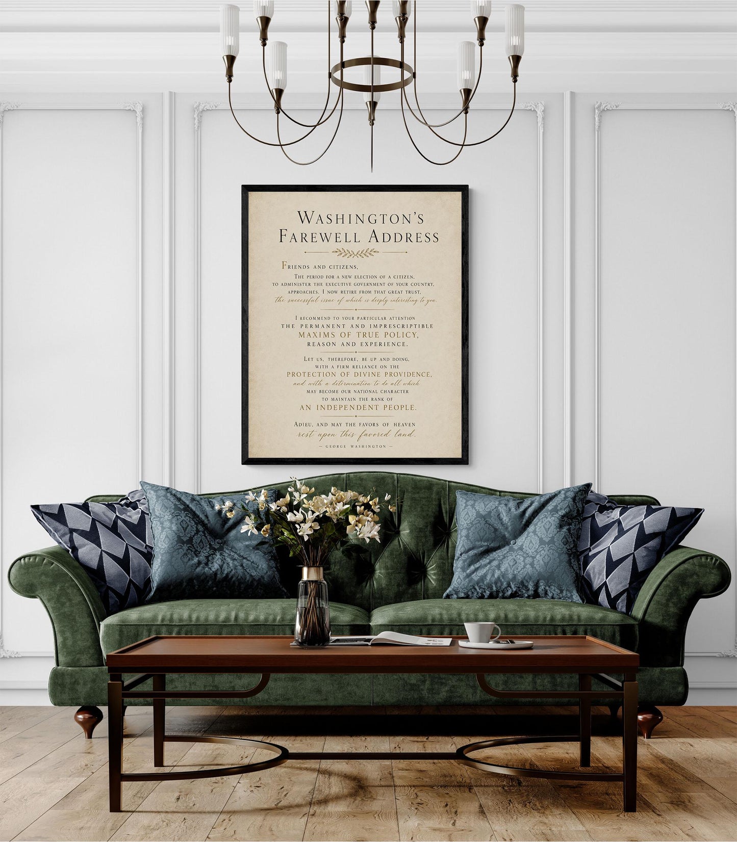 George Washington's Farewell Address Wall Art Print | American Revolution | Historical Americana | Vintage Patriotic Home Decor