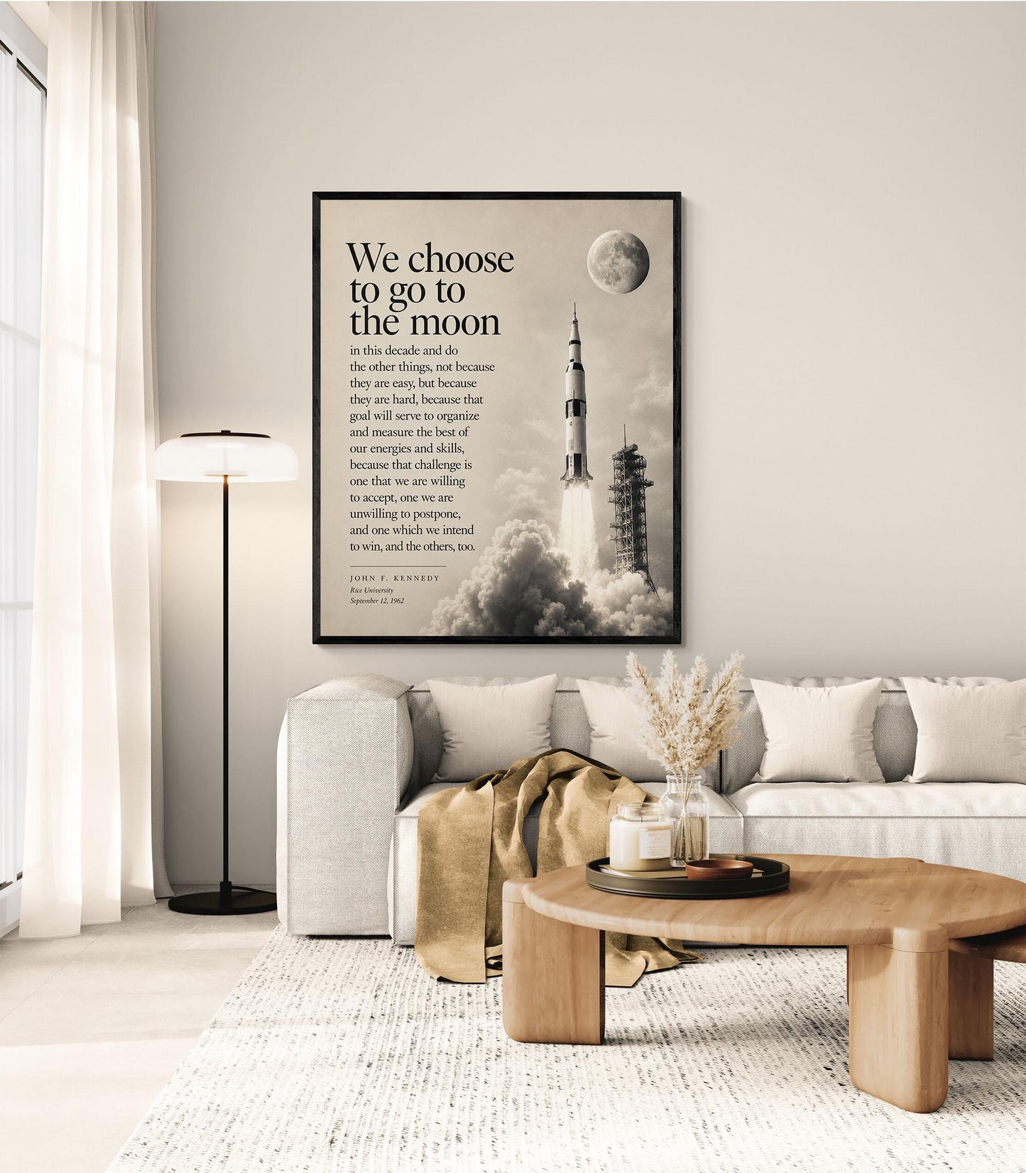 JFK Moon Speech Art Print, We Choose to Go to the Moon Quote, Apollo Program Wall Art, Space Exploration Home Decor, NASA Inspired Print