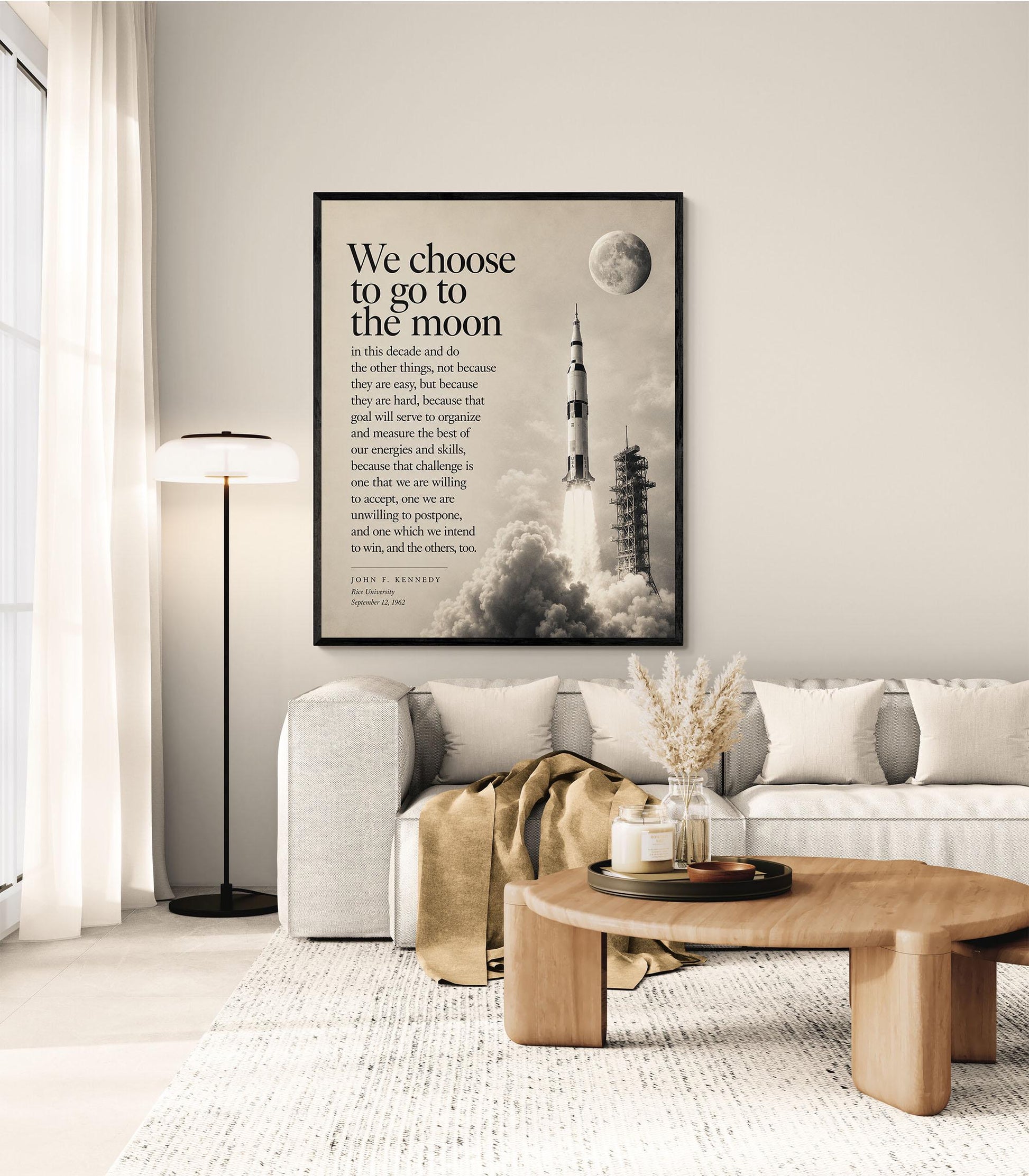 JFK Moon Speech Art Print, We Choose to Go to the Moon Quote, Apollo Program Wall Art, Space Exploration Home Decor, NASA Inspired Print