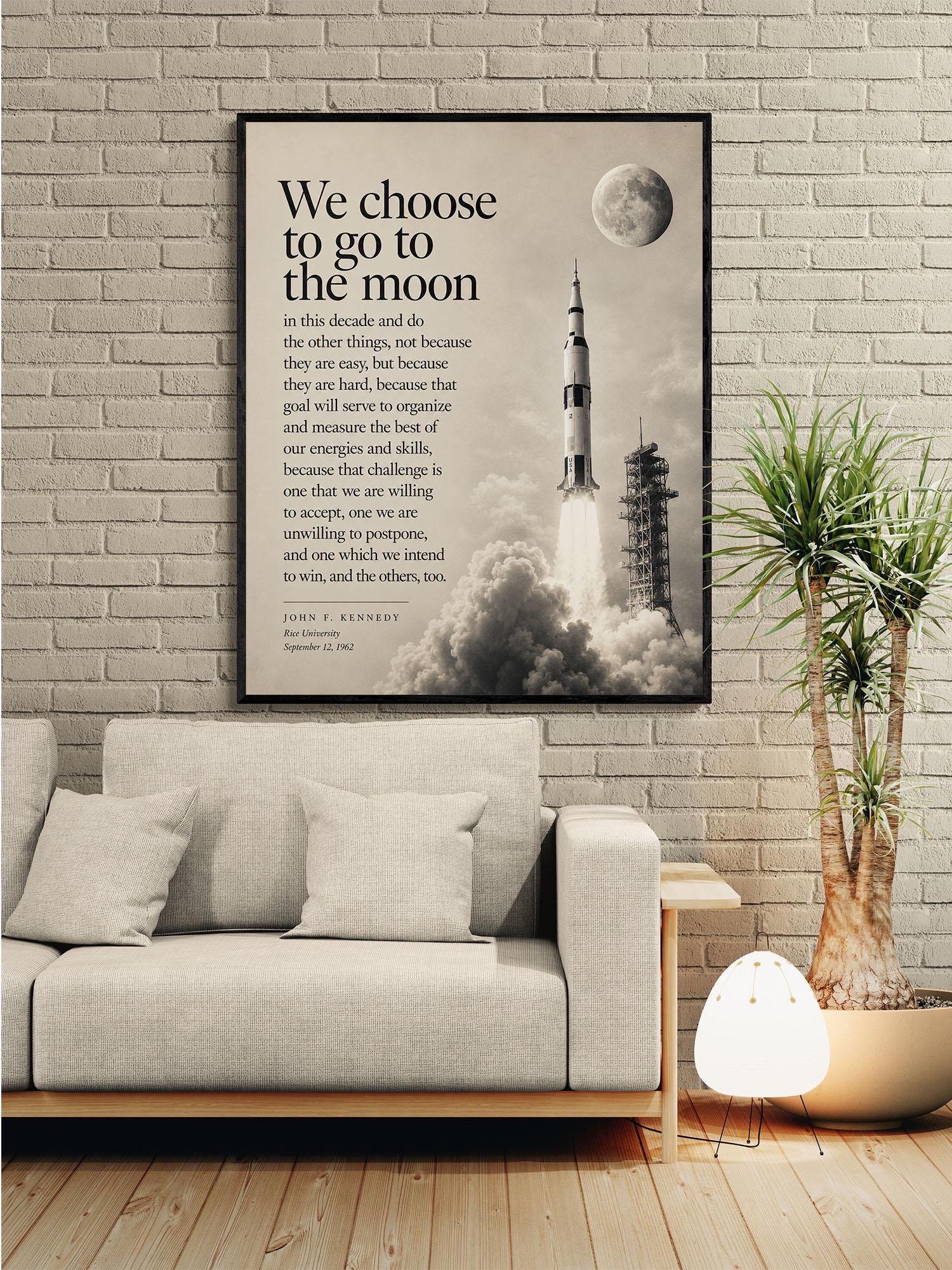 JFK Moon Speech Art Print, We Choose to Go to the Moon Quote, Apollo Program Wall Art, Space Exploration Home Decor, NASA Inspired Print